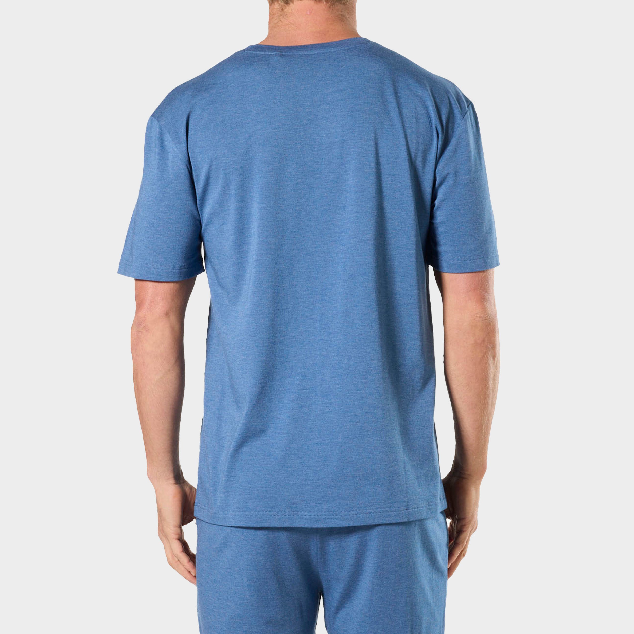 Mens Soft Bamboo Crew Neck Sleep Tee - Blue Marle