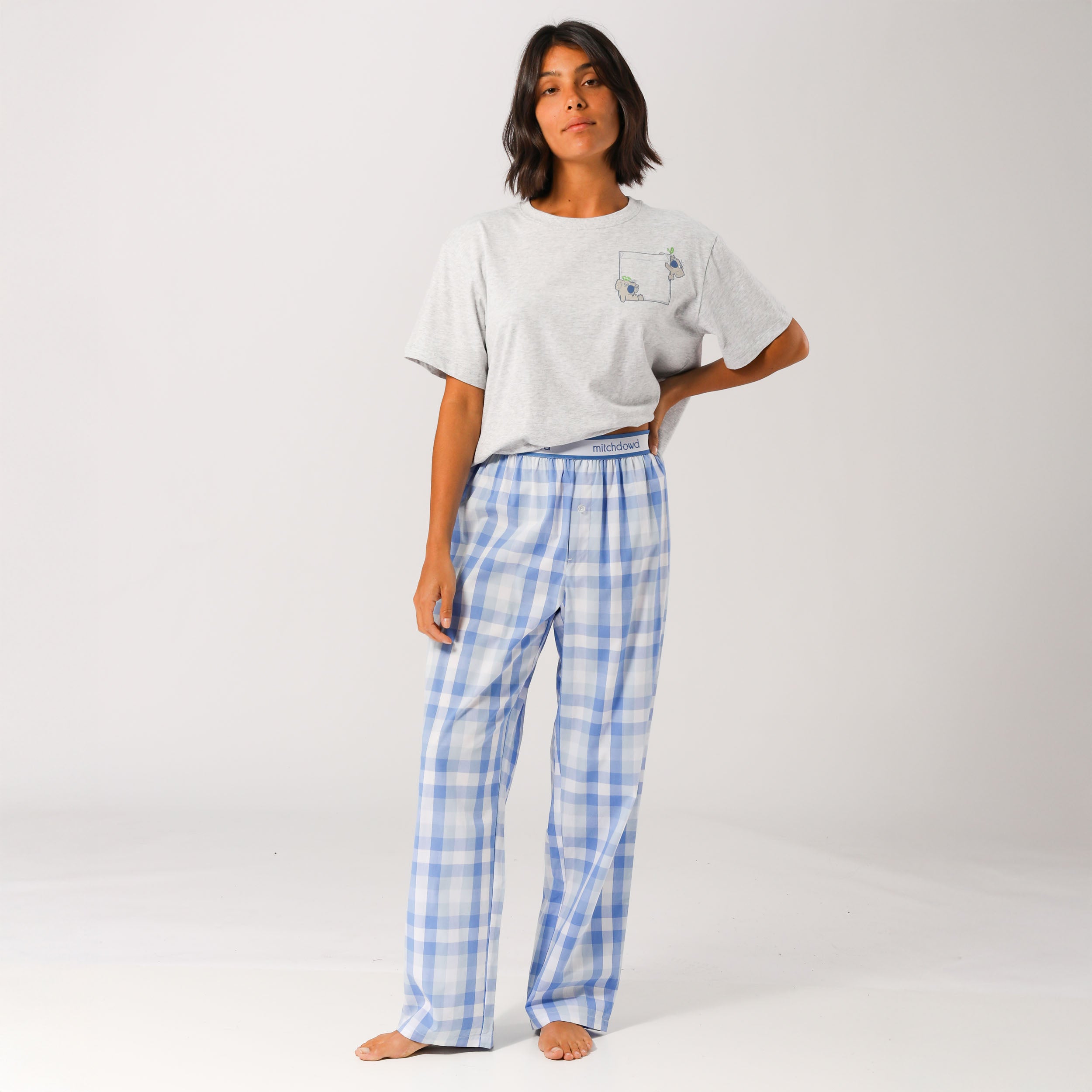 Women's Check Sleep Pants - Blue - Image 1