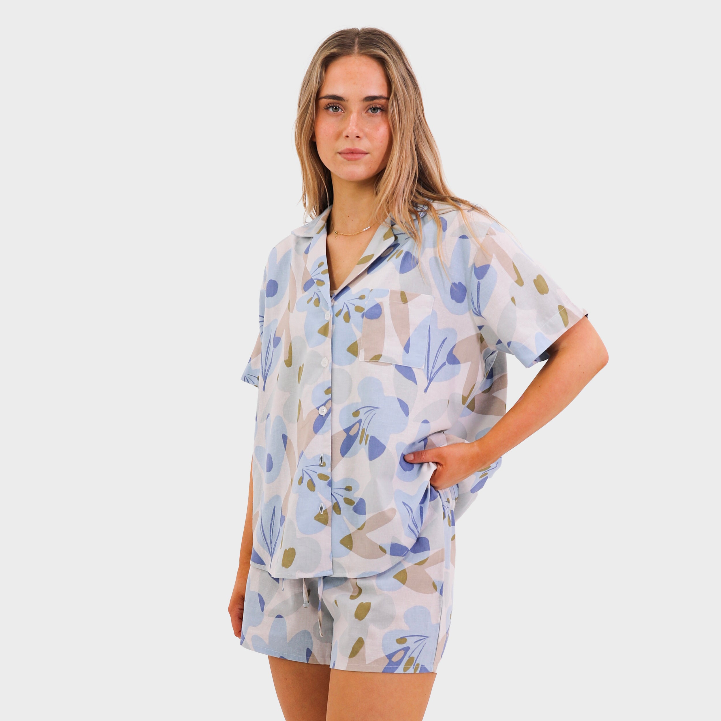 Mitchdowd Womens Floral Linen Pyjama Set