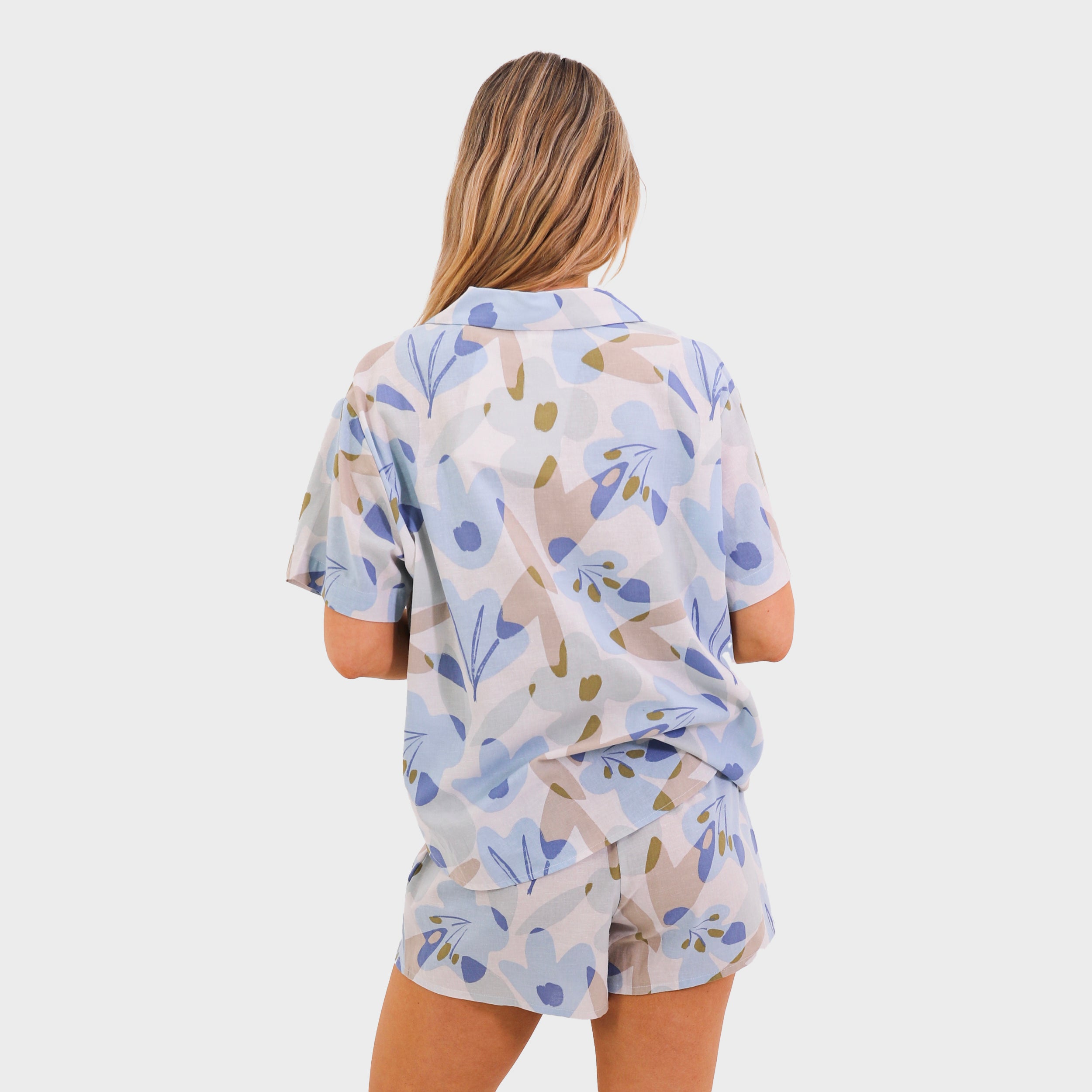 Mitchdowd Womens Floral Linen Pyjama Set