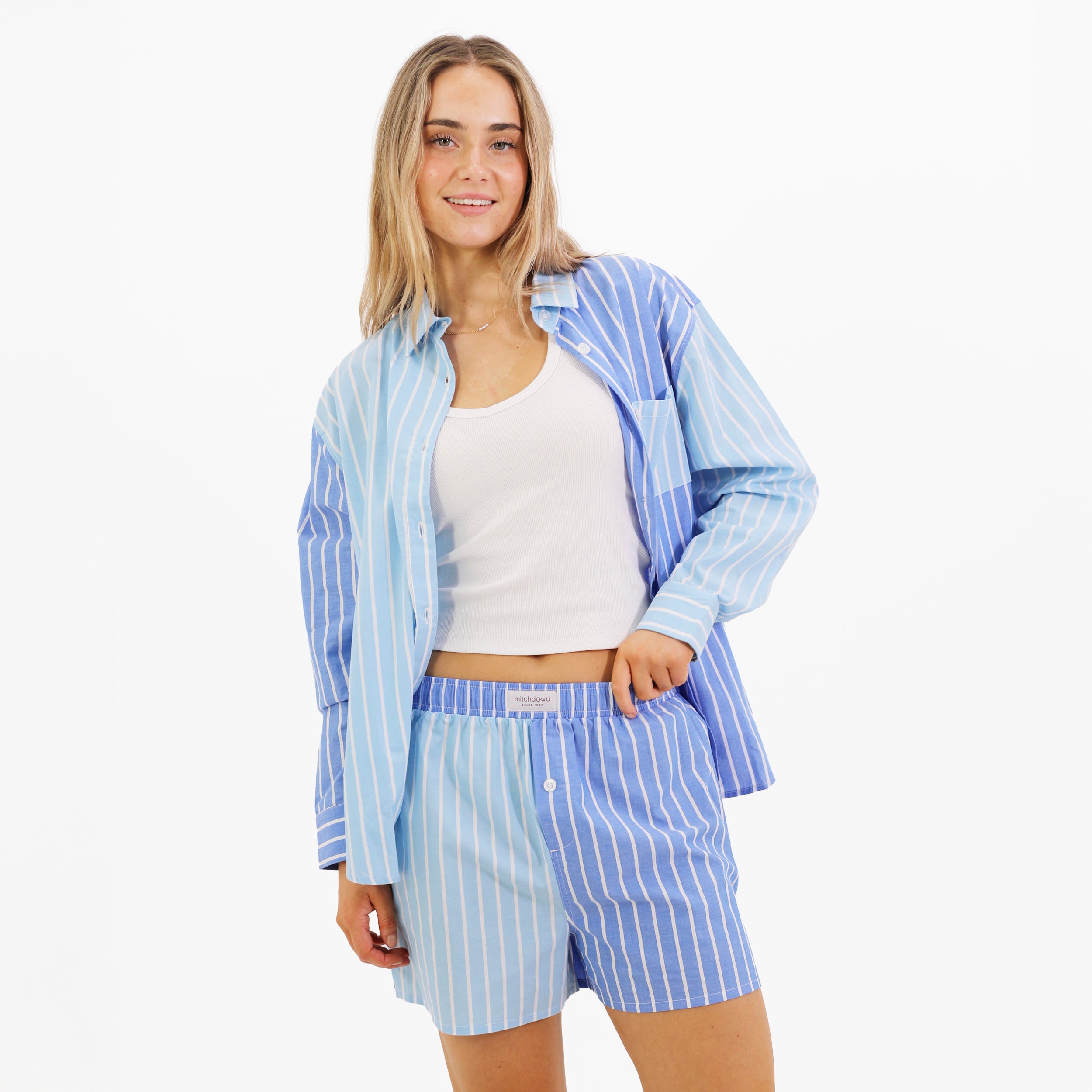 Mitchdowd Womens Blues Stripe Boxer Short