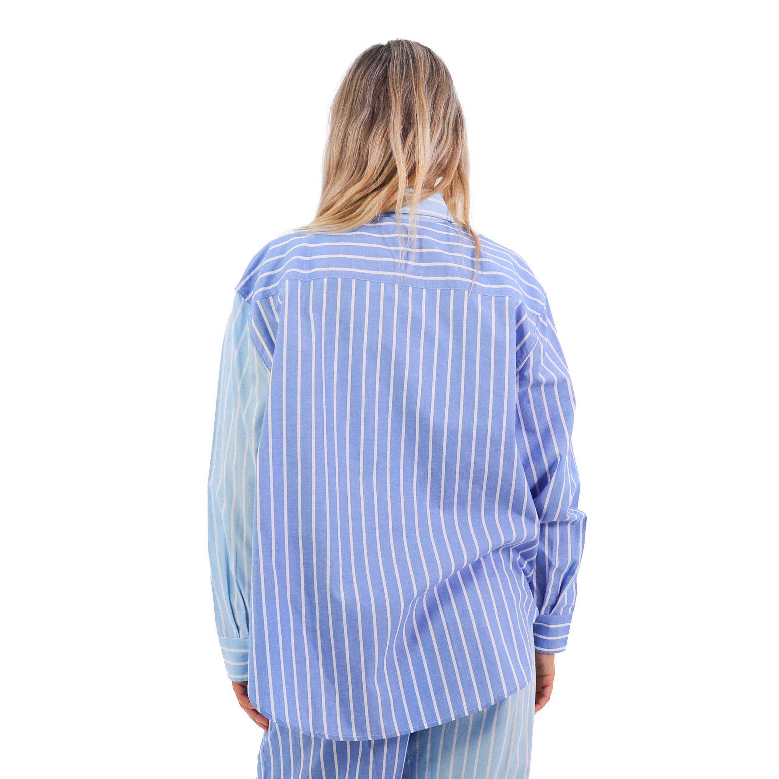 Mitchdowd Womens Blues Stripe Pyjama Shirt