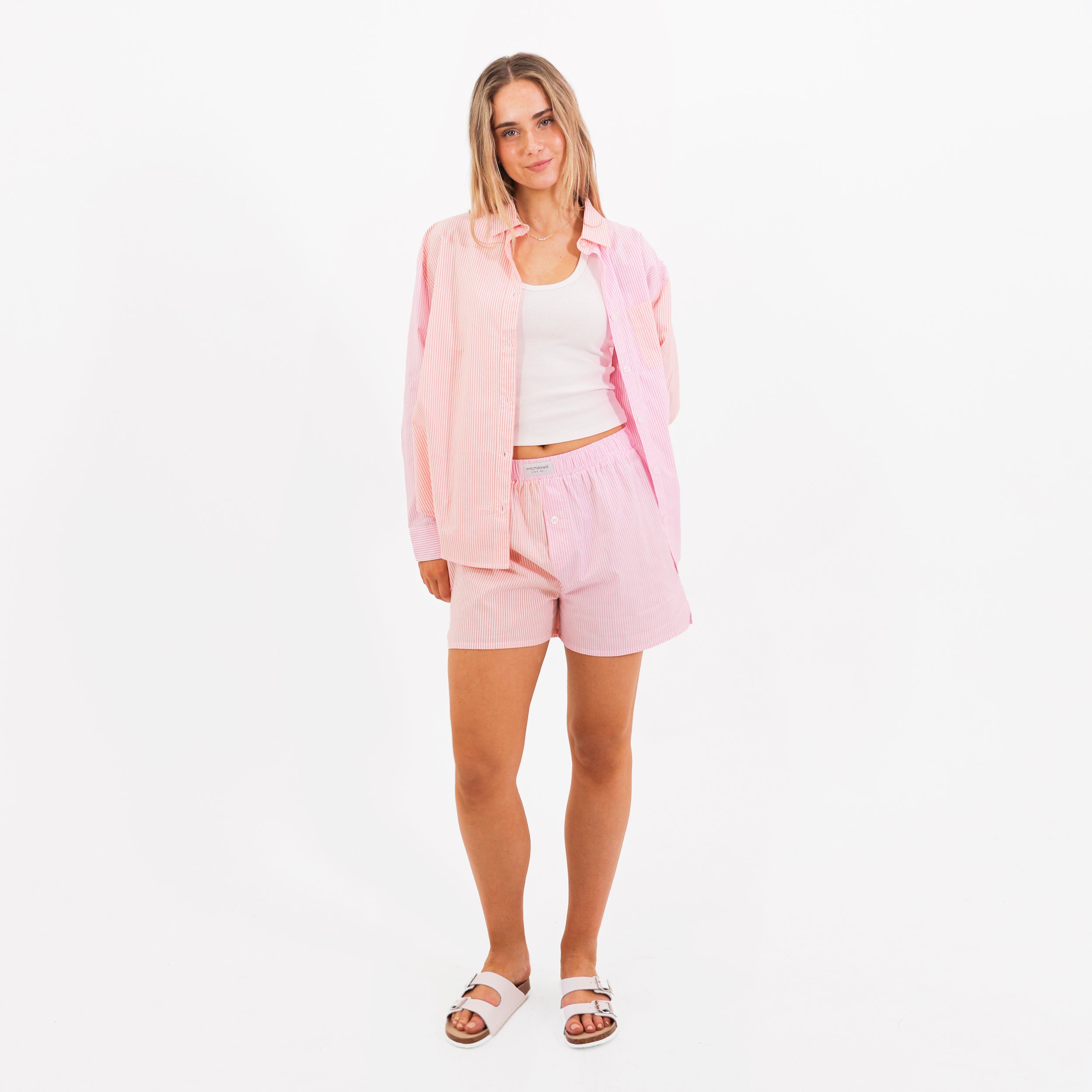 Mitchdowd Womens Bamboo Pink Stripe Boxer Shorts