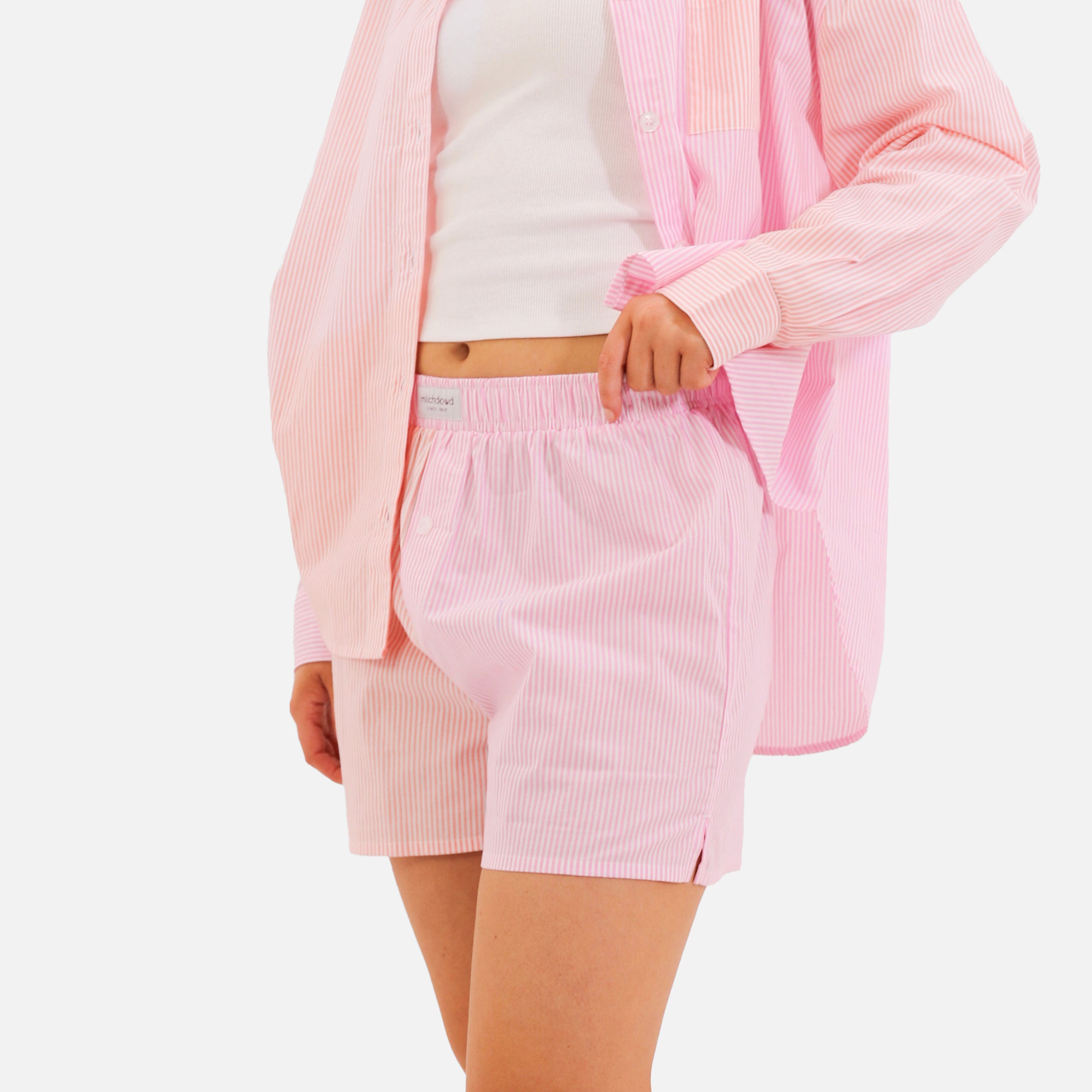 Mitchdowd Womens Bamboo Pink Stripe Boxer Shorts