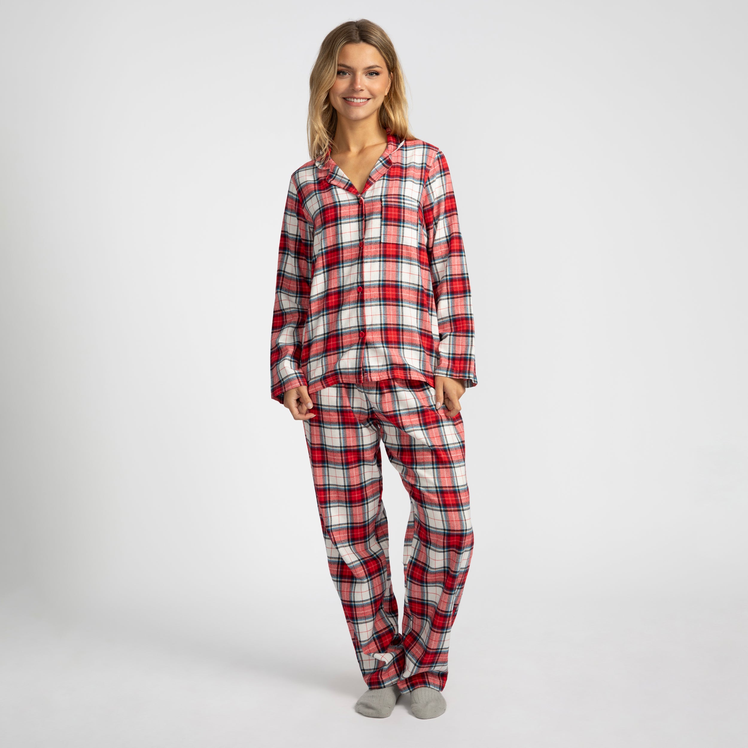 Women's Red Check Flannel Pyjama Set