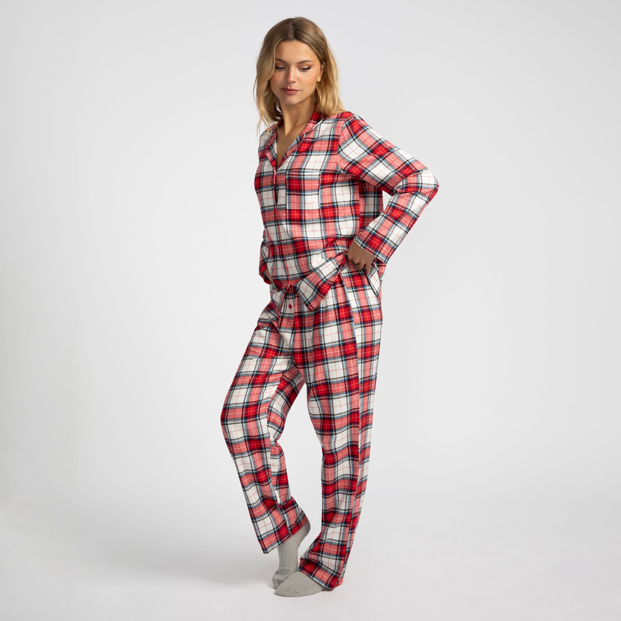 Women's Red Check Flannel Pyjama Set