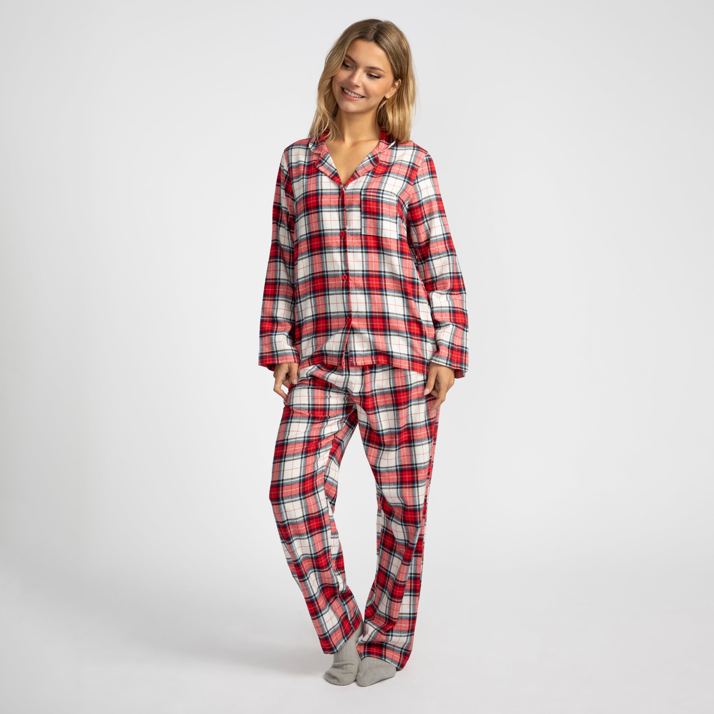 Women's Red Check Flannel Pyjama Set