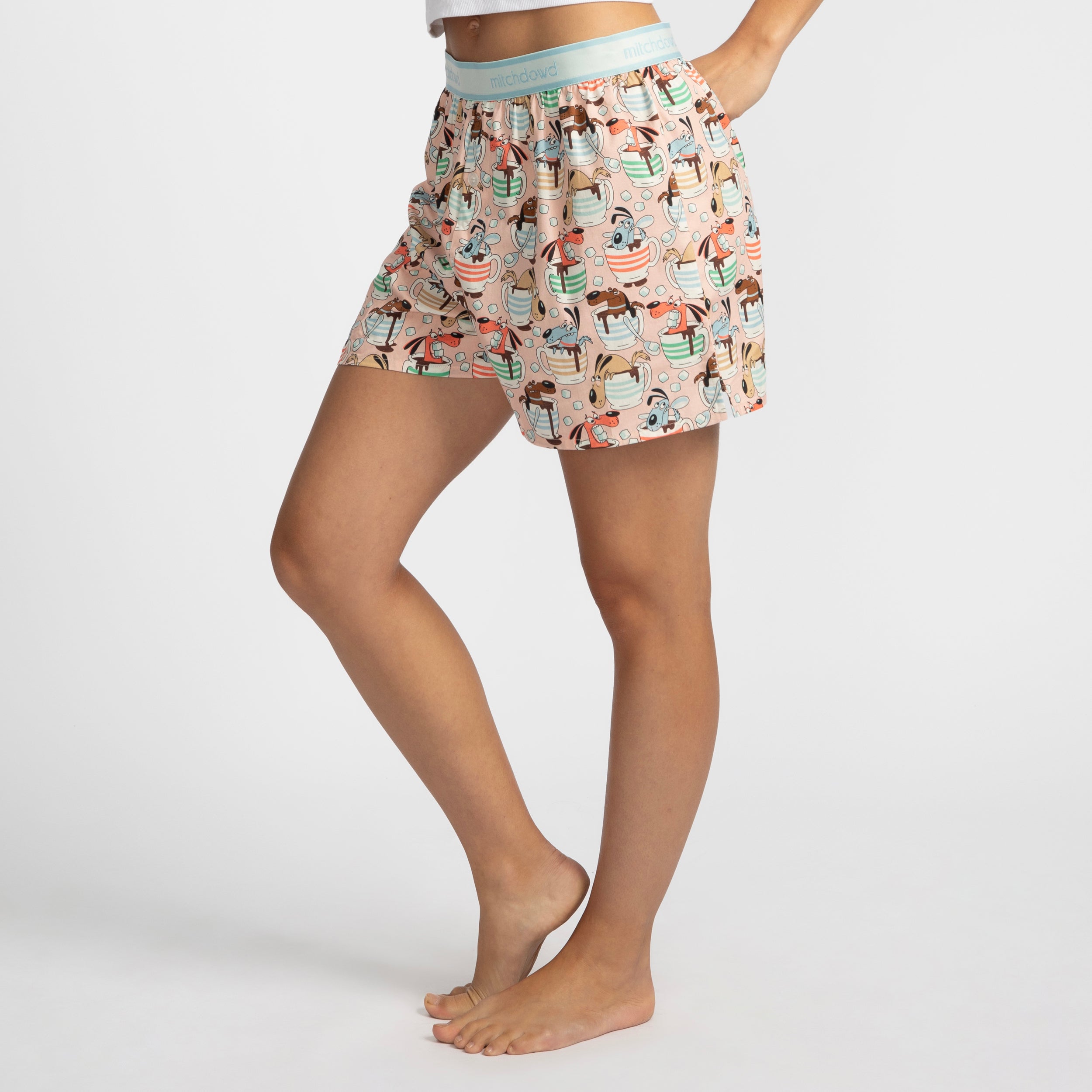 Women's Cuppa Dog Boxer Shorts - Pink