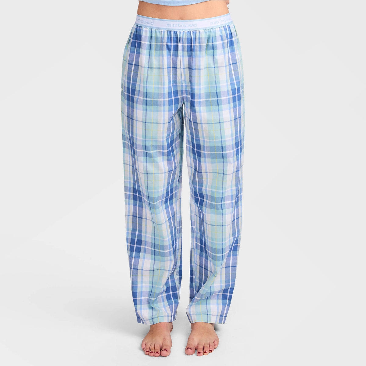 Mitchdowd Women's Summer Blue Check Cotton Pyjama Pant