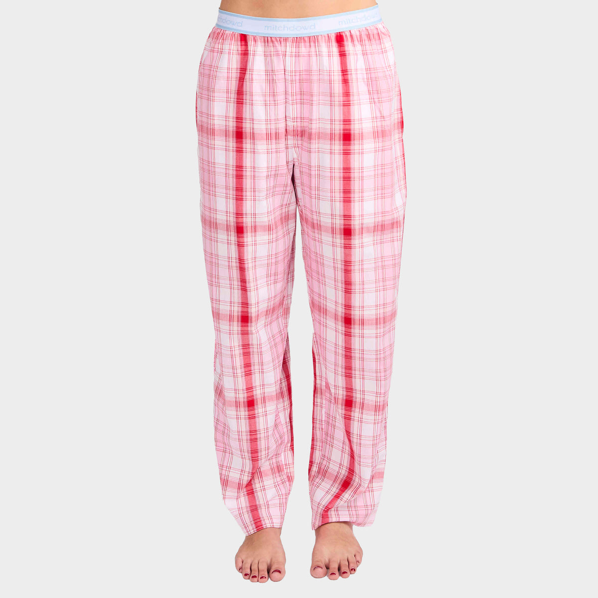 Mitchdowd Women's Summer Pink Check Bamboo Pyjama Pant