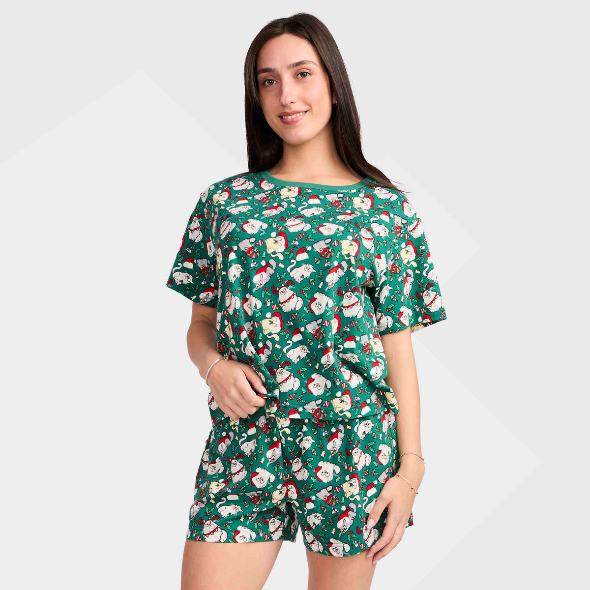 Mitchdowd Women's Christmas Kitties Cotton Pyjama Set