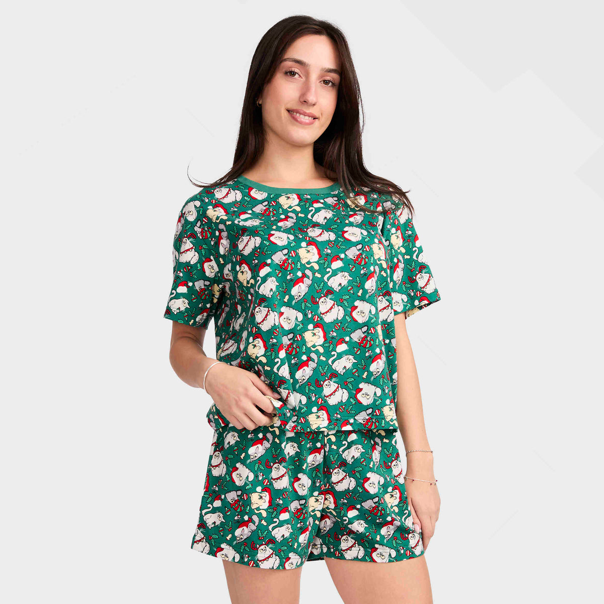 Mitchdowd Women's Christmas Kitties Cotton Pyjama Set