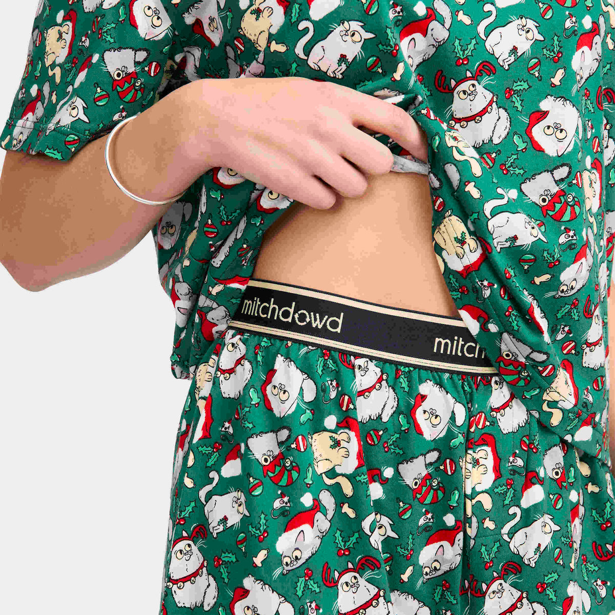 Mitchdowd Women's Christmas Kitties Cotton Pyjama Set