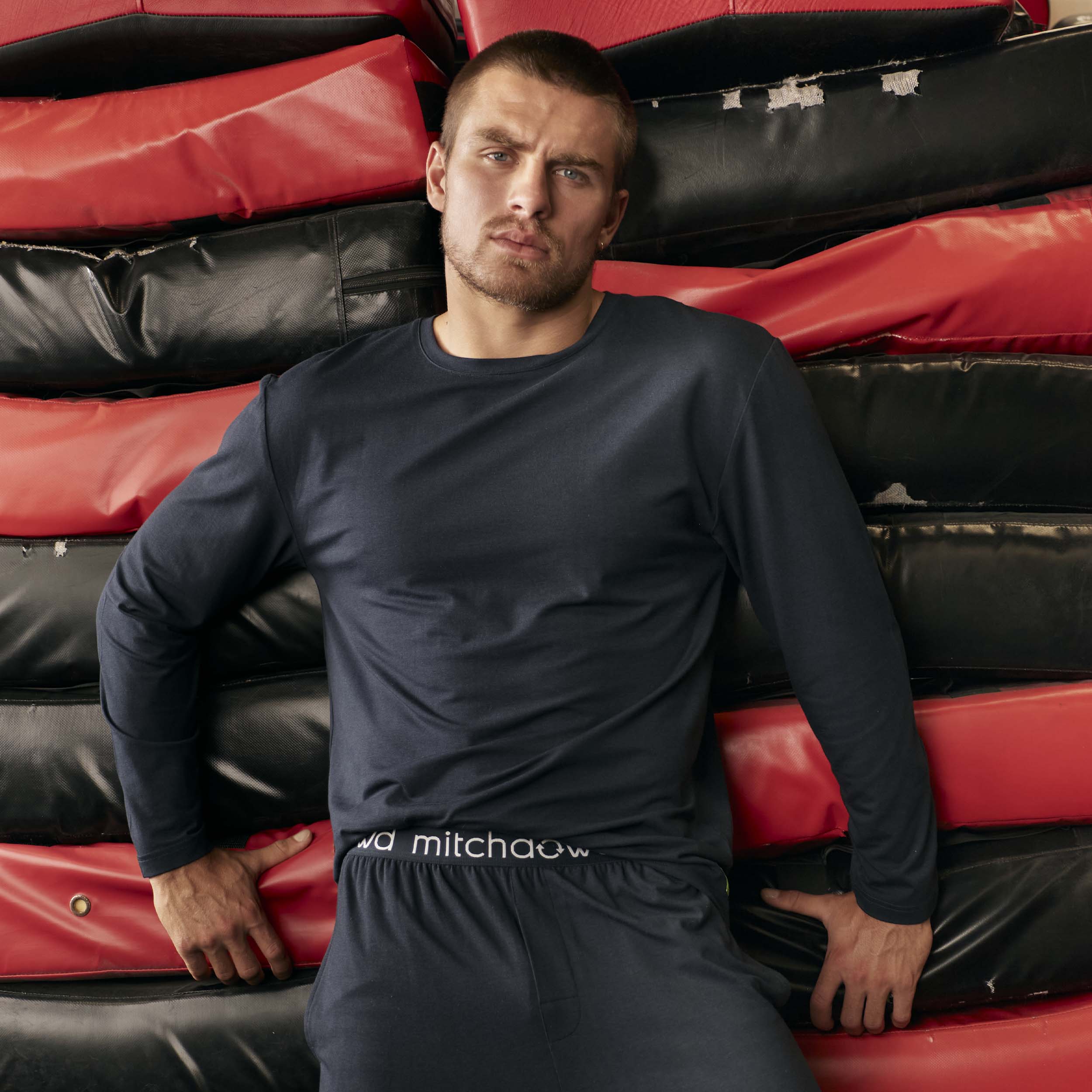 Mens Long Sleeve Bamboo Crew Tee - Navy