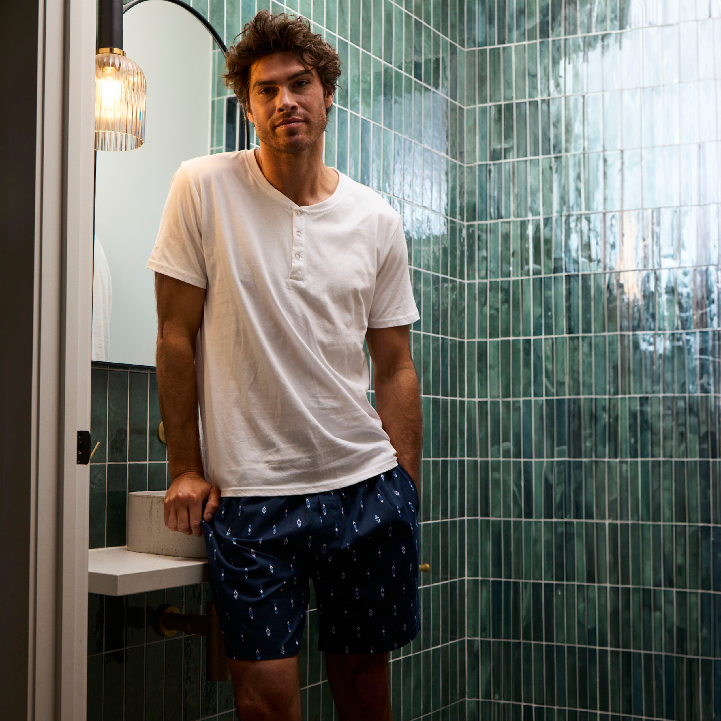 Men's Flint Cotton Sleep Short Model Image 5