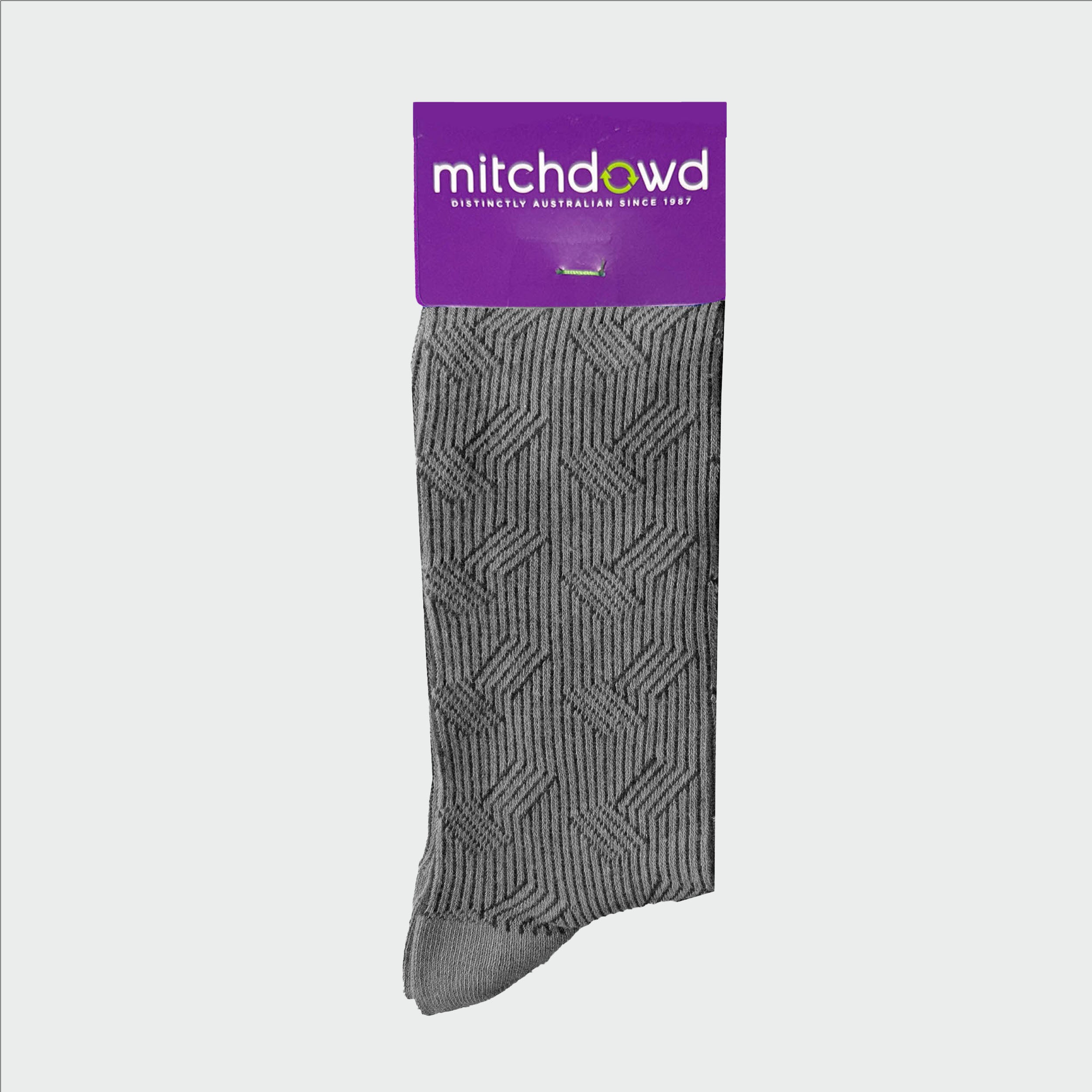 Men's Textured Wave Crew Socks Grey Colour