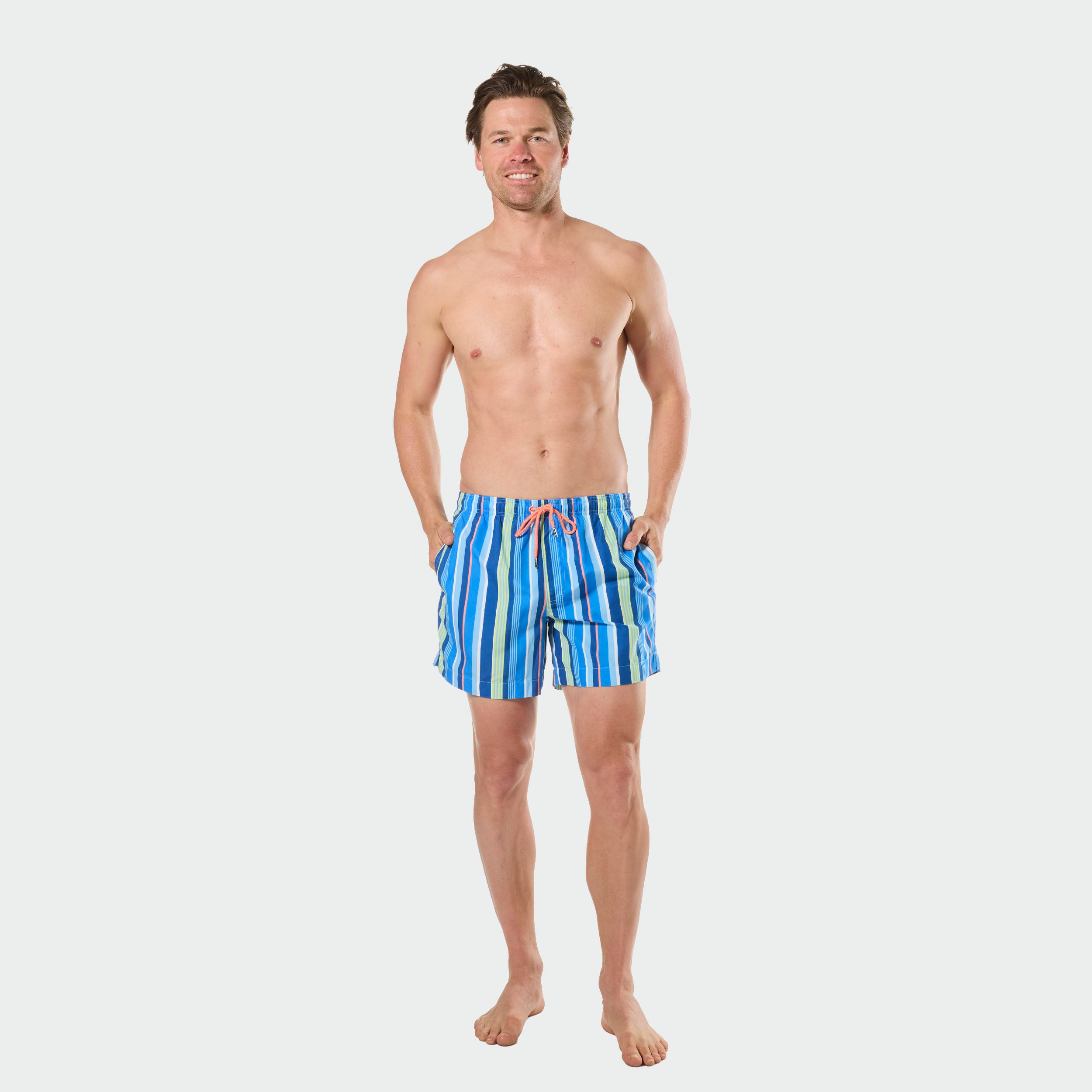 Mitchdowd Tropical Stripes Blue Men's Swim Shorts
