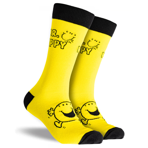 Men's Mr. Happy Cotton Crew Sock - Yellow