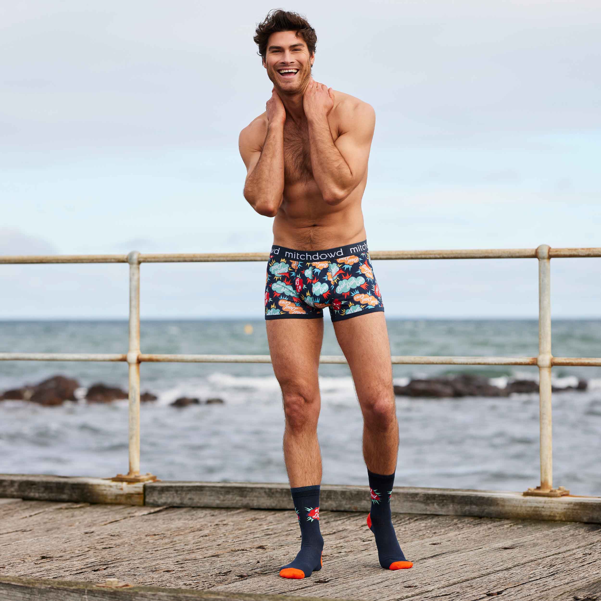 Men's 1 Dad Bamboo Mid-Fit Trunk & Sock Model Image 7