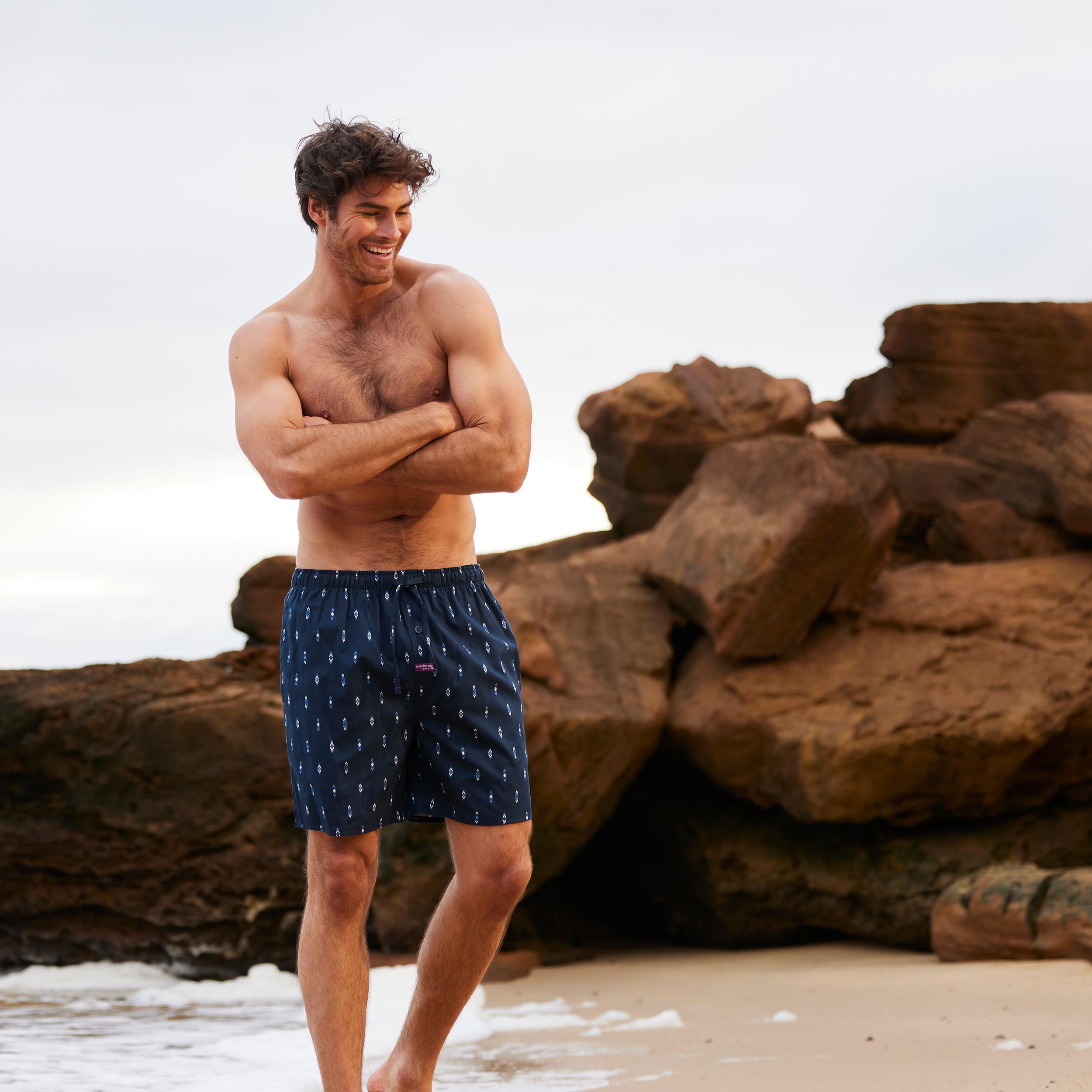Men's Flint Cotton Sleep Short Model Image 7