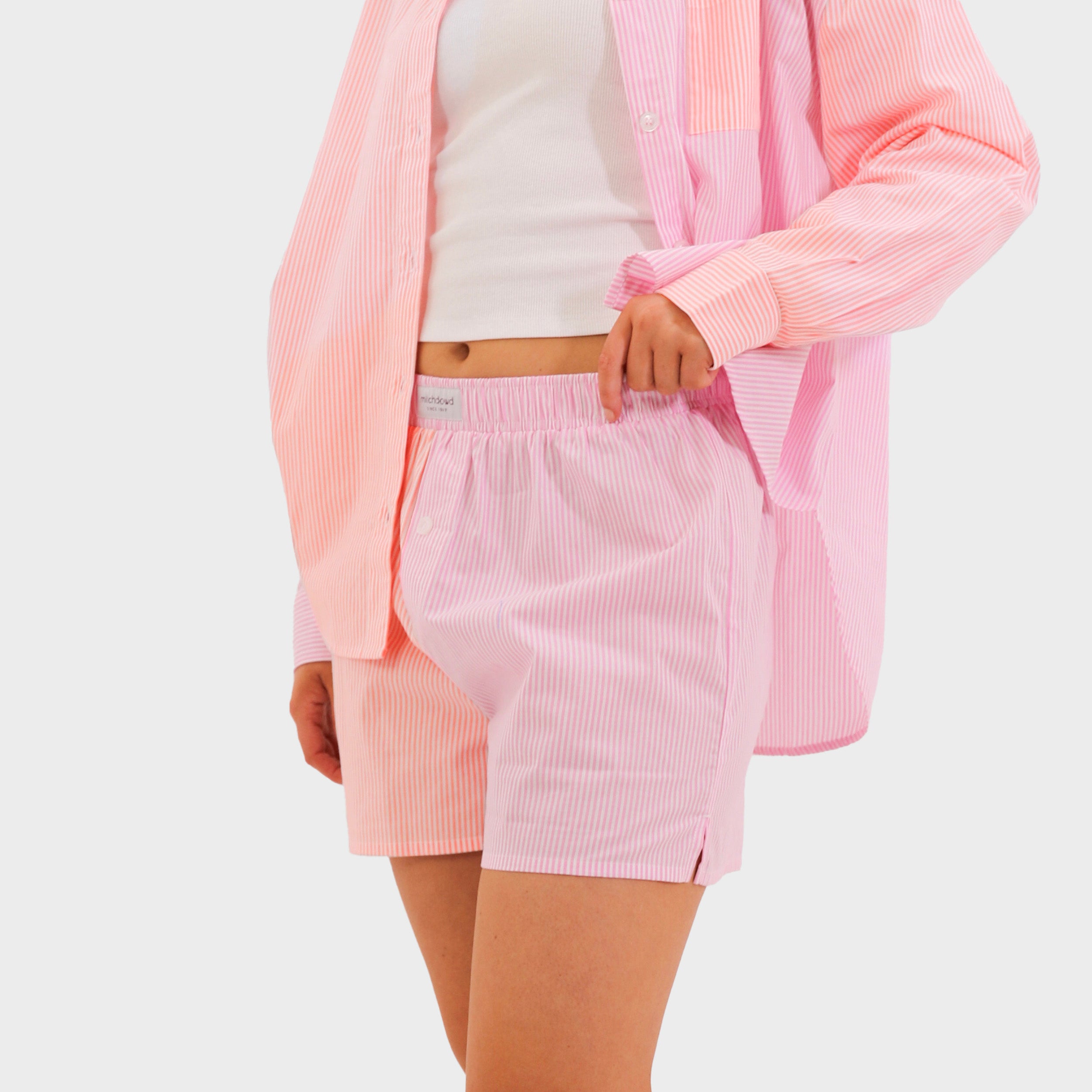 Mitchdowd Womens Bamboo Pink Stripe Boxer Shorts