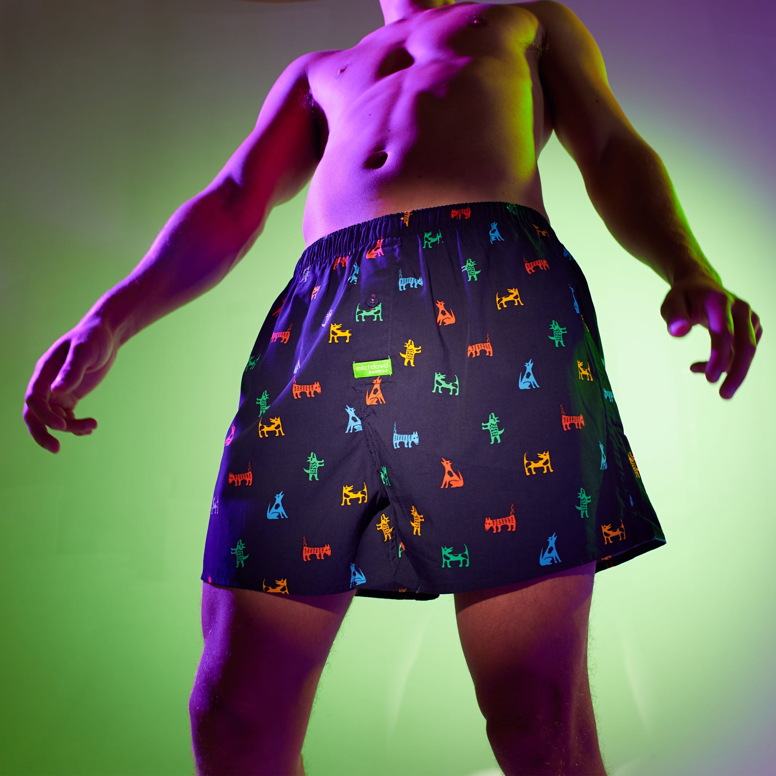Men's Dog Gone Bad Bamboo Boxer Shorts - Navy - Image 5