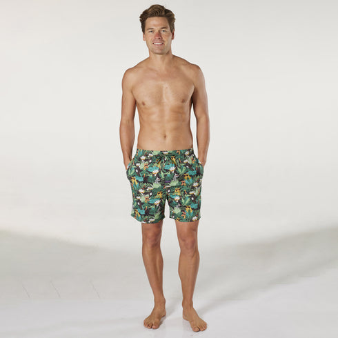 Men's Quirky Jungle Cotton Sleep Shorts - Green