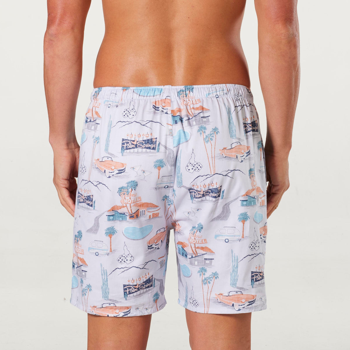 Men's Palm Springs Cotton Sleep Shorts White Mitch Dowd