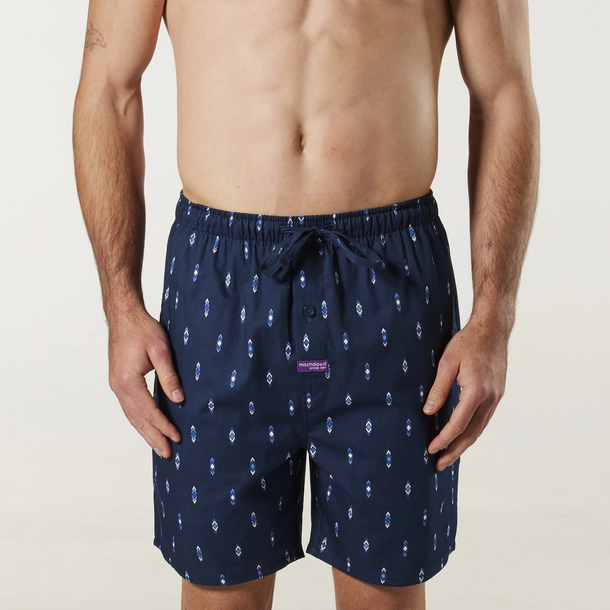 Mitch Dowd Mens Cotton Sleep Shorts Navy Flint Shop Online Today.