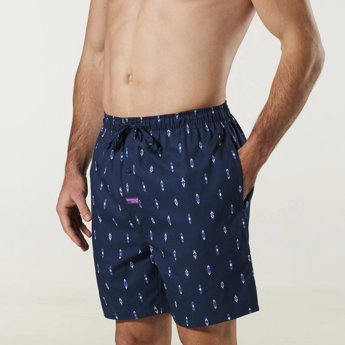 Mitch Dowd Mens Cotton Sleep Shorts Navy Flint Shop Online Today.