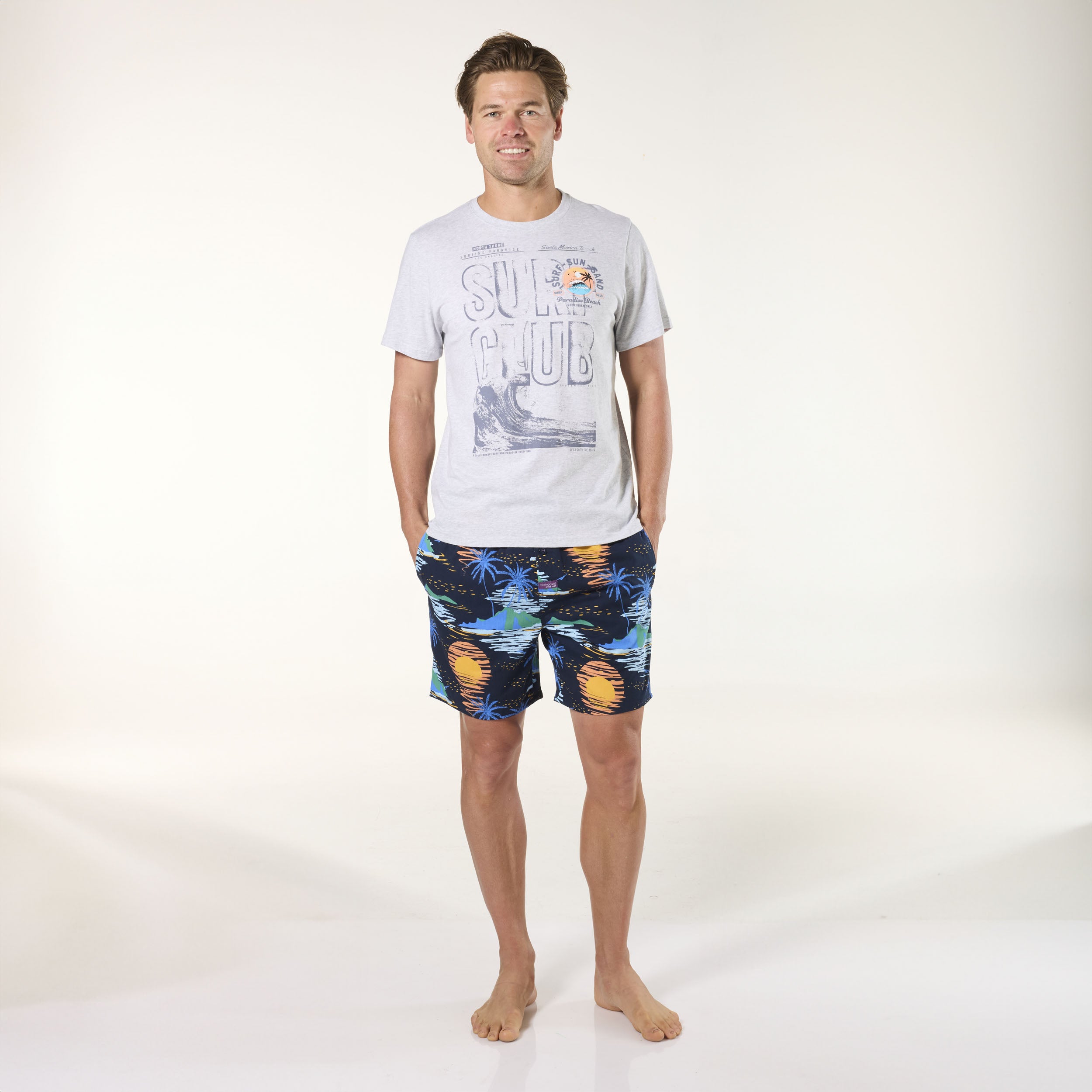 Men's Surf, Sun & Sand Cotton Pyjama Set - Navy - Image 4