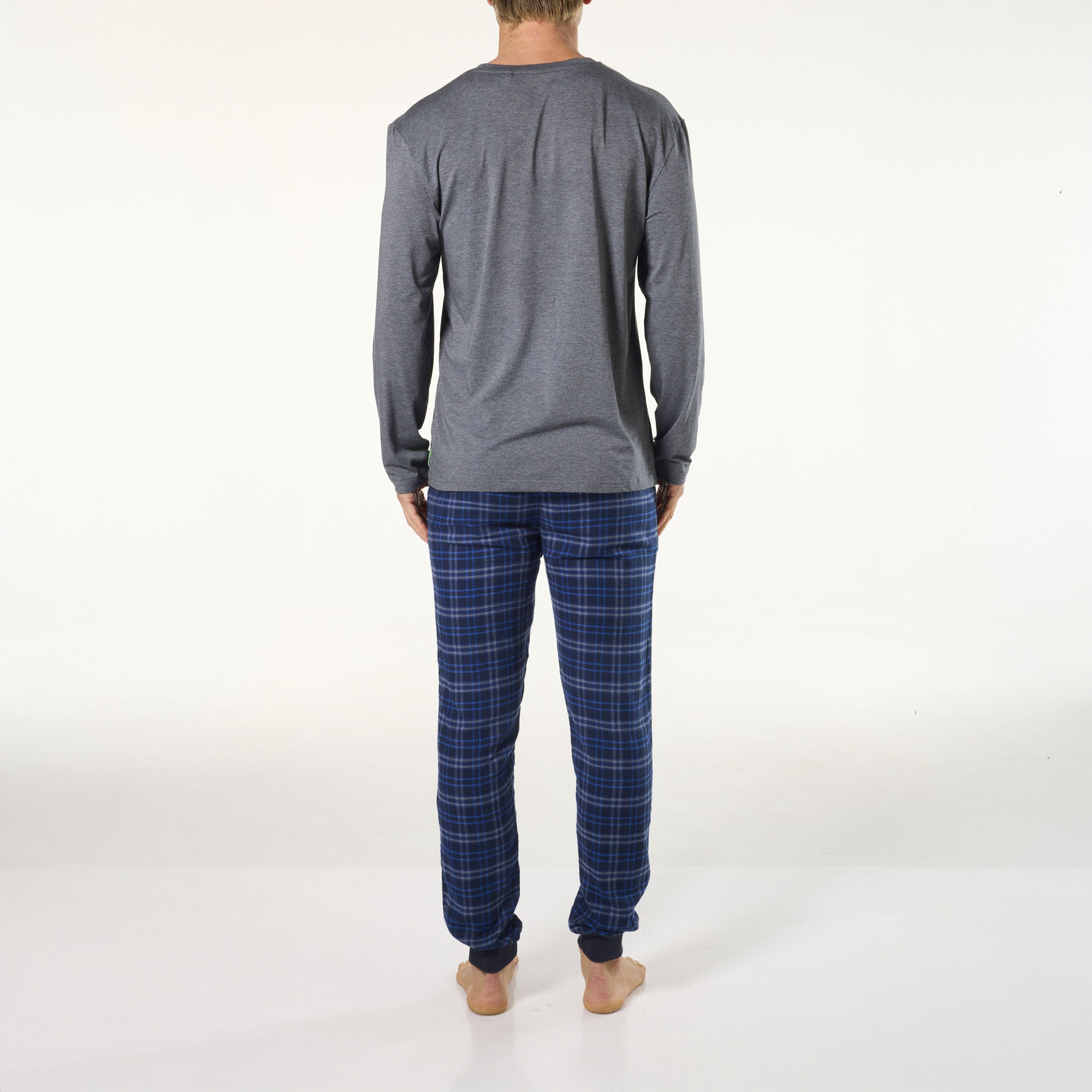 Men's Bamboo Pyjama Sleep Set Ocean Blue & Grey Marle