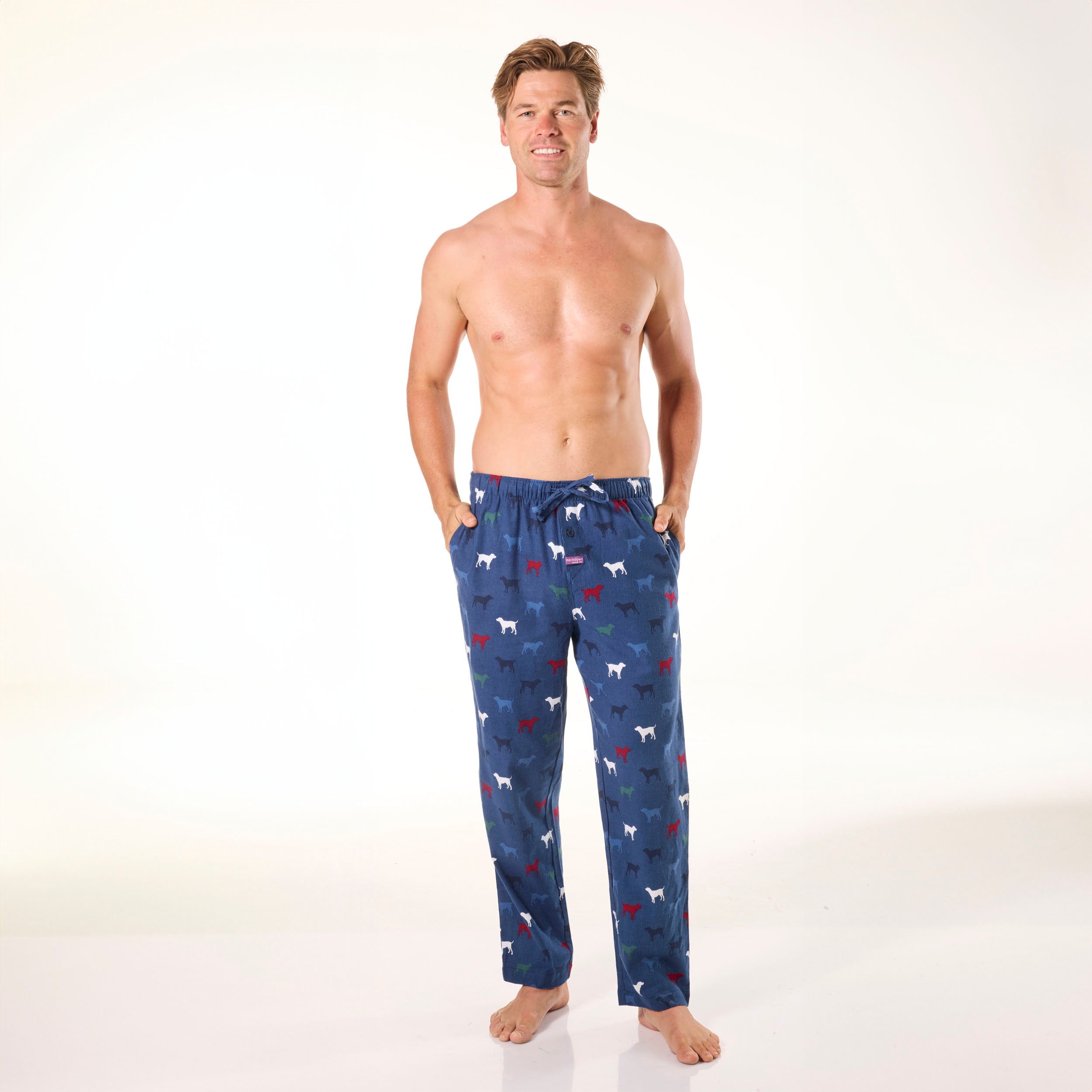 Men's Bow Wow Labs Cotton Flannel Sleep Pant - Blue - Image 4