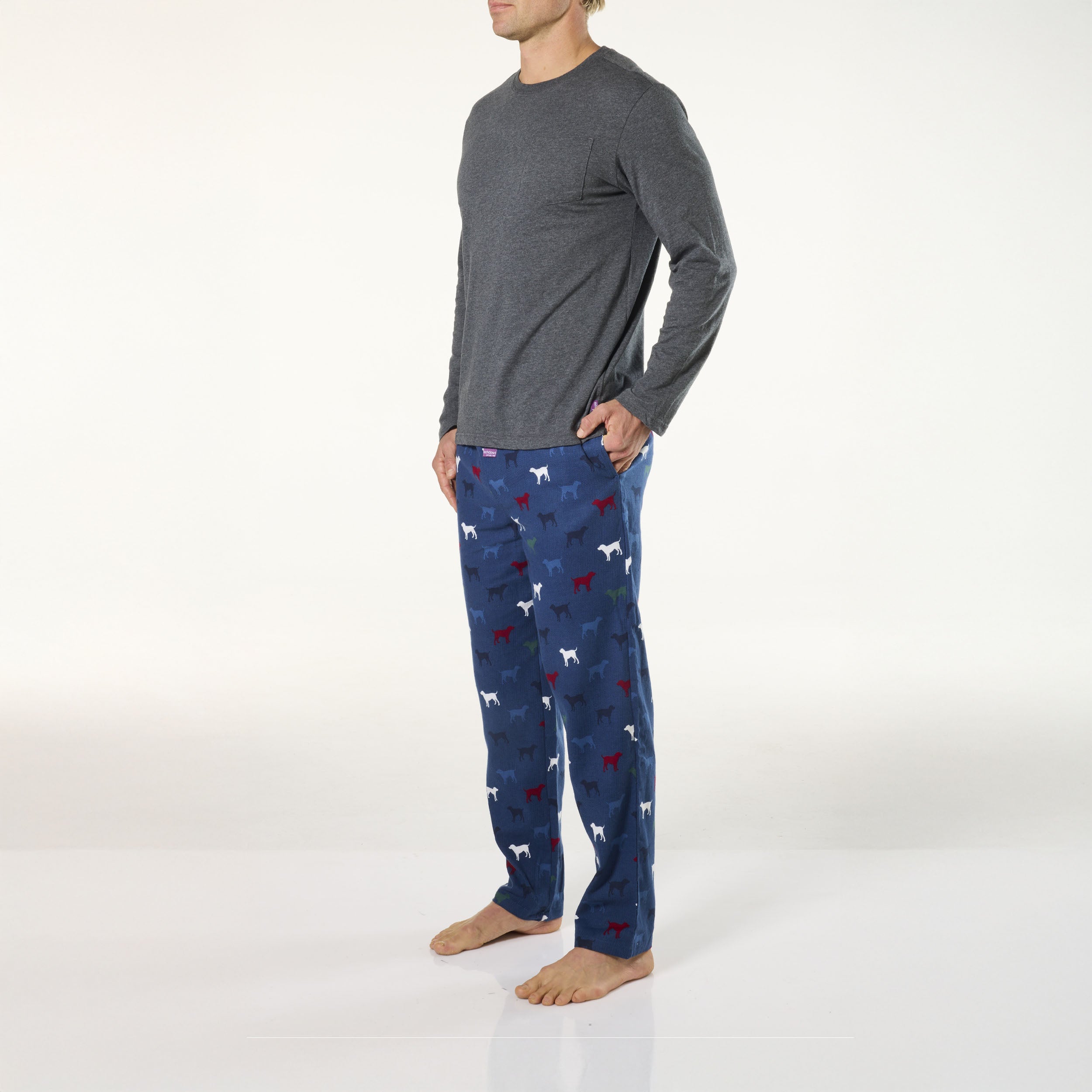 Men's Cotton Sleep Set - Dark Grey Marle and Navy