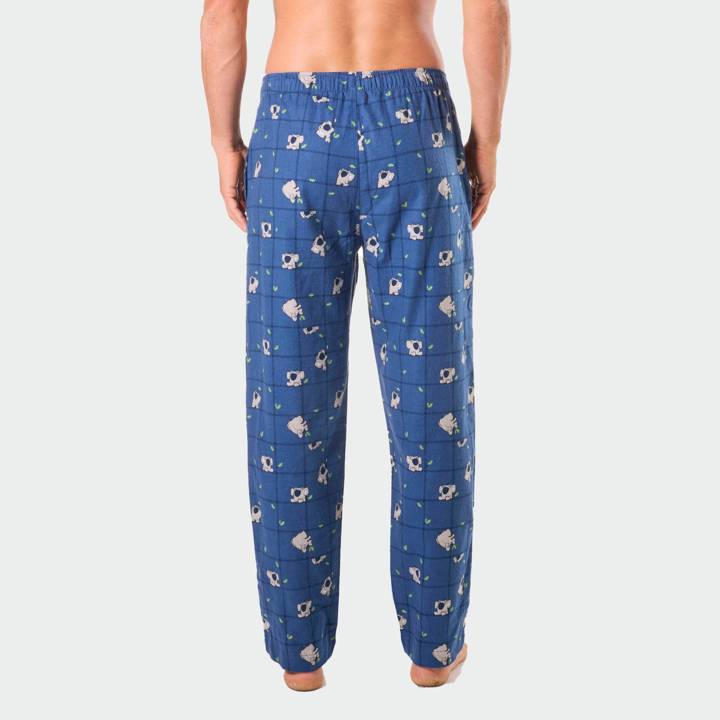 Men's Koala Check Cotton Flannel Sleep Pant - Blue - Image 3
