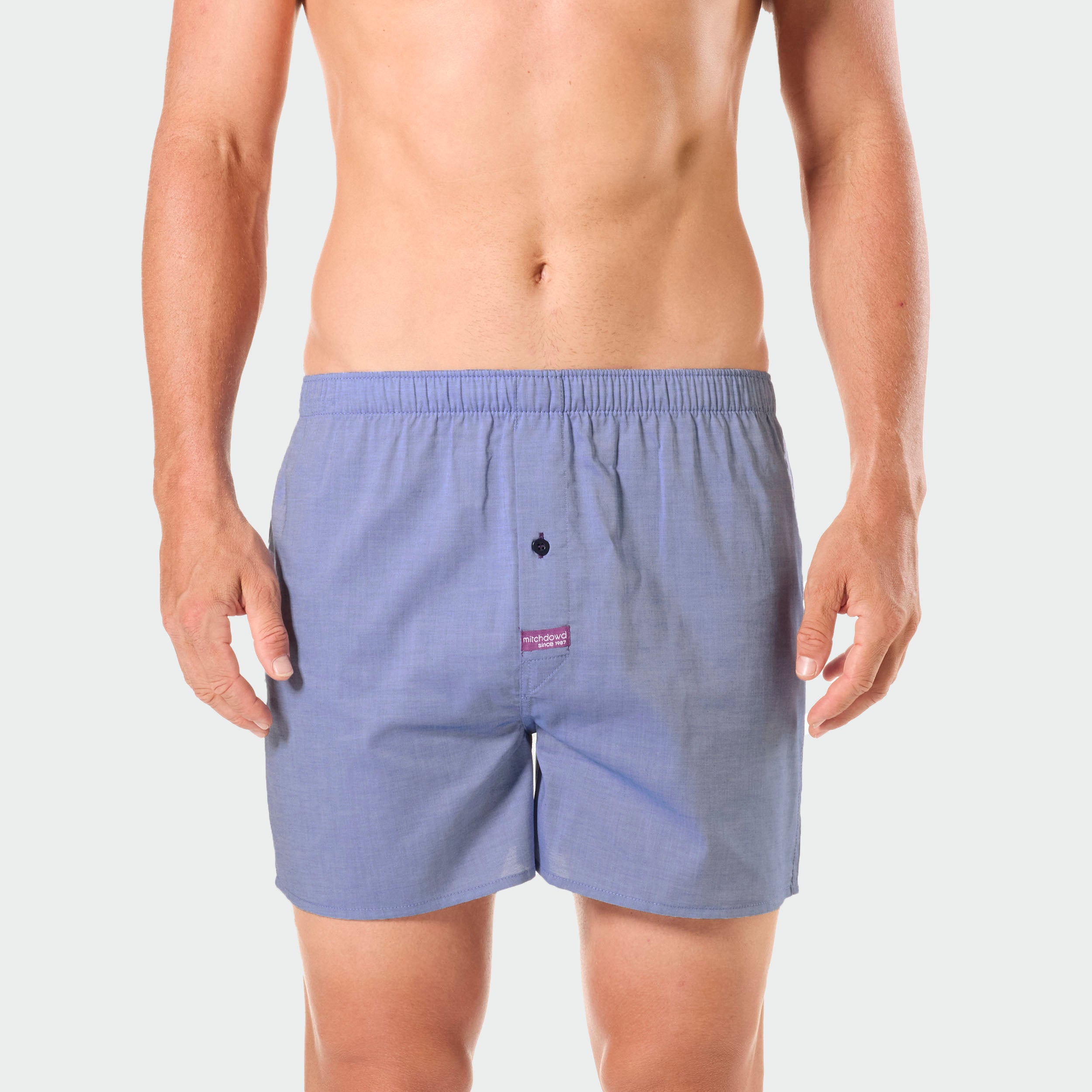 Mens Check Cotton Boxer Short 5 Pack - Blue - Image 2