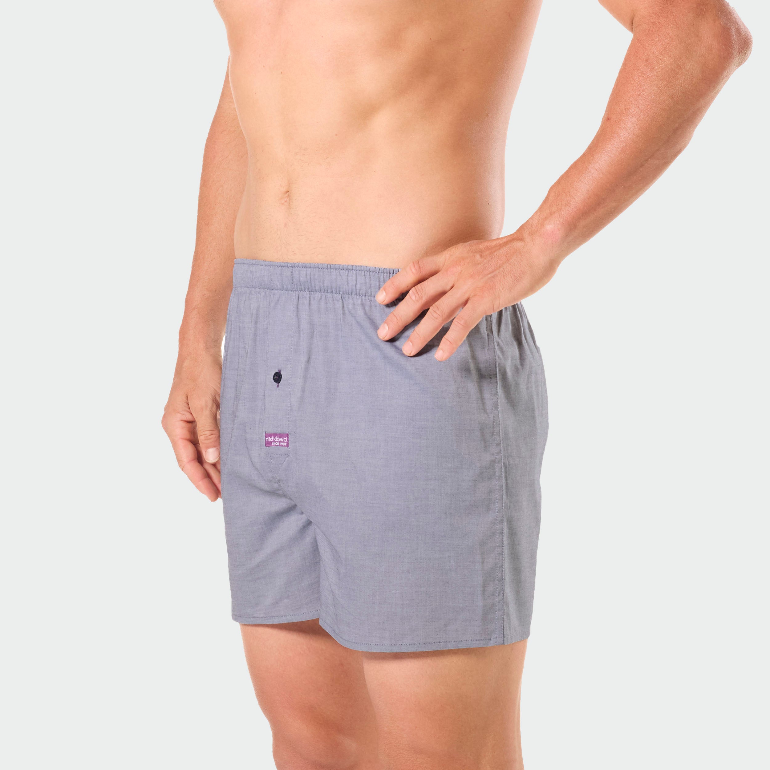 Mens Check Cotton Boxer Short 5 Pack - Blue - Image 3