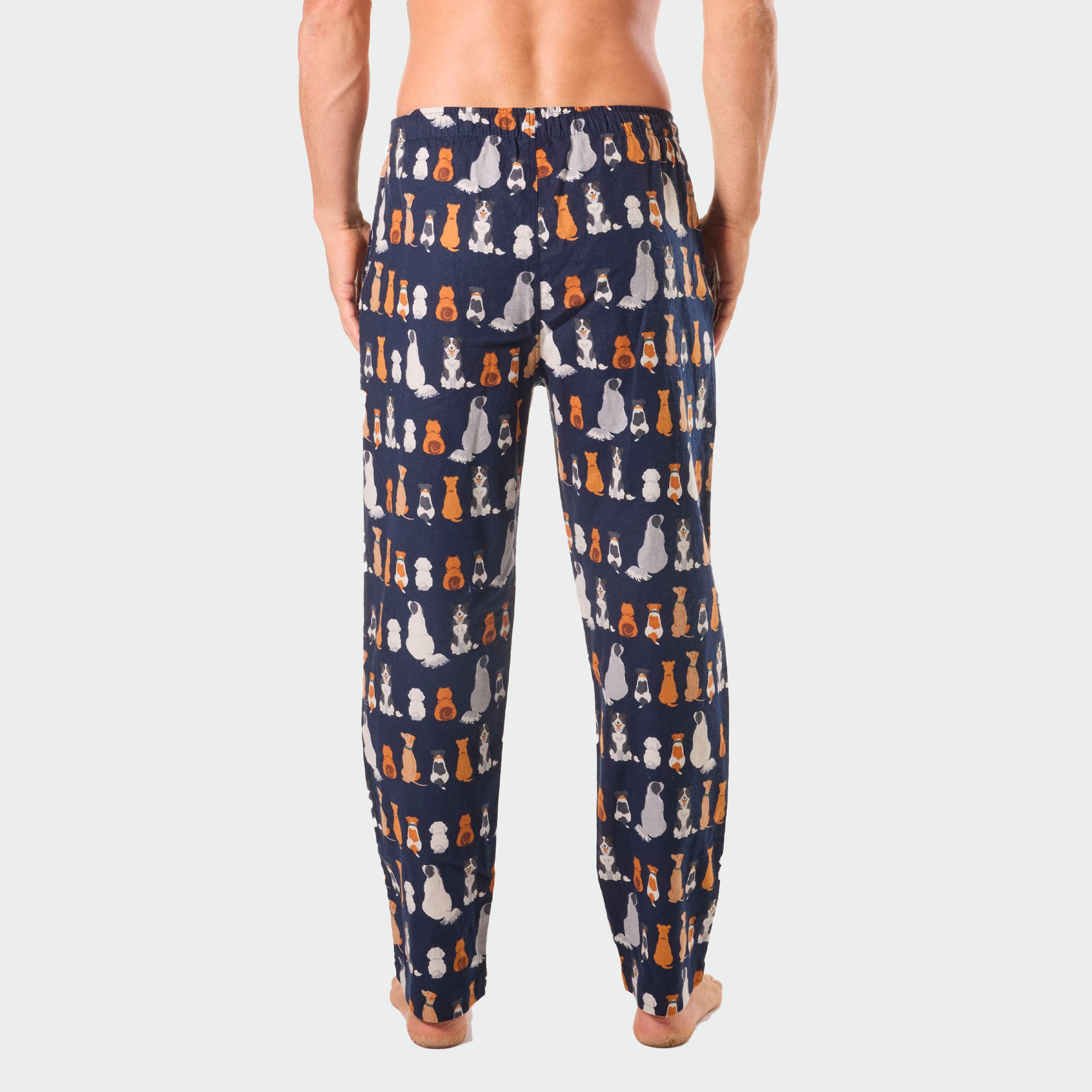 Men's Sit Dog Cotton Flannel Sleep Pant - Navy - Image 3