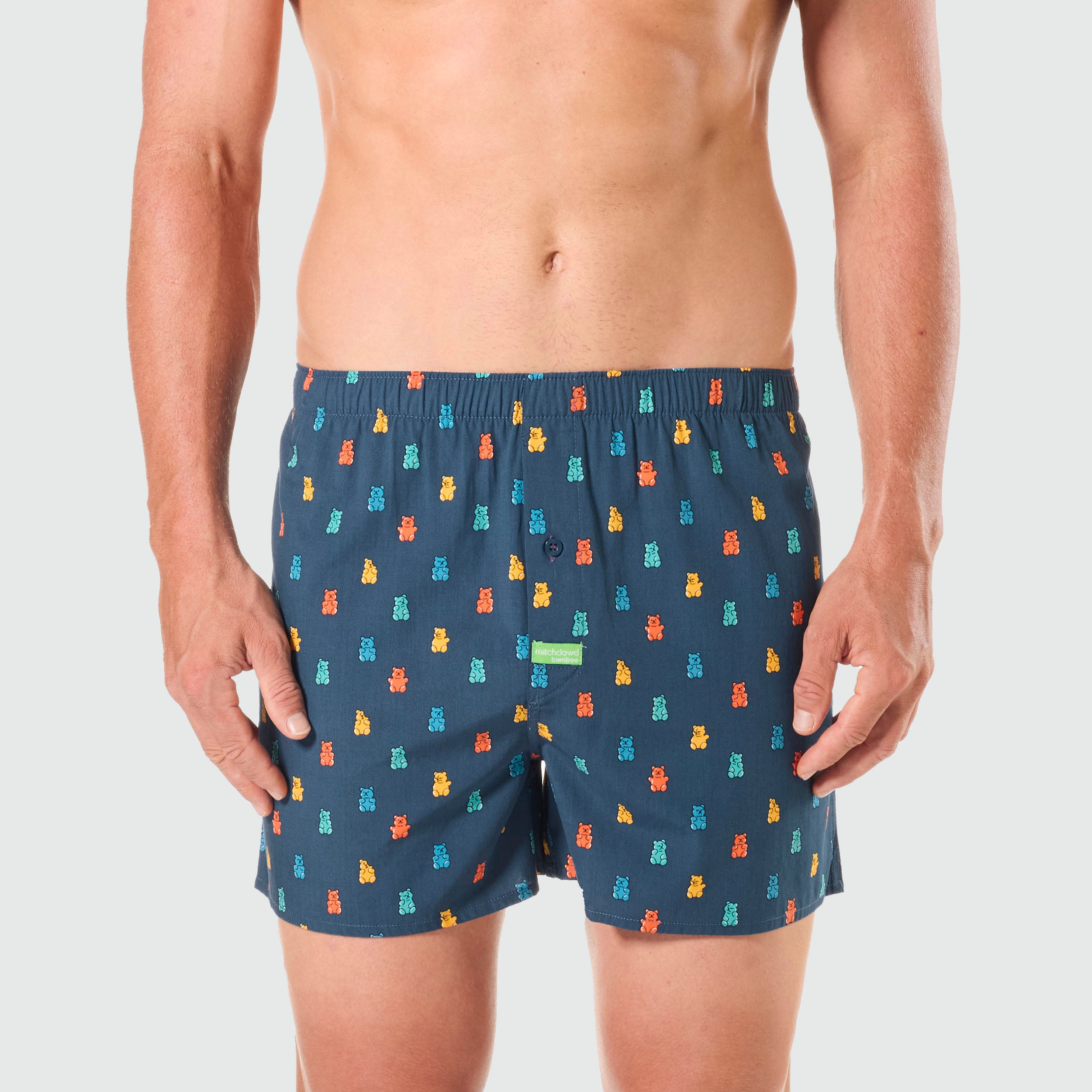 Men's Candy Bear Cotton Boxer Shorts - Blue - IMAGE 1