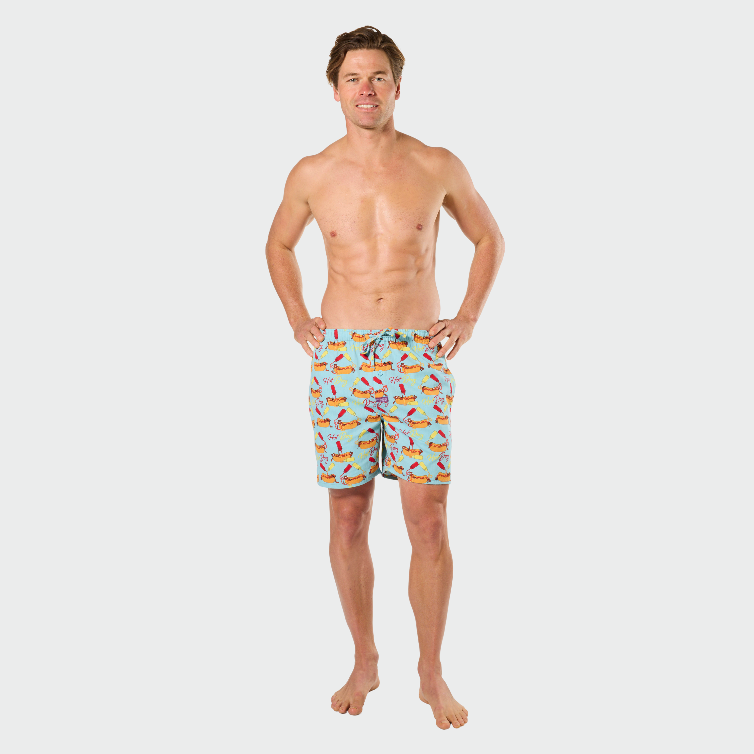 Mitch Dowd Men's 2Pack Boxer Shorts Hot Dog Print & Green Check
