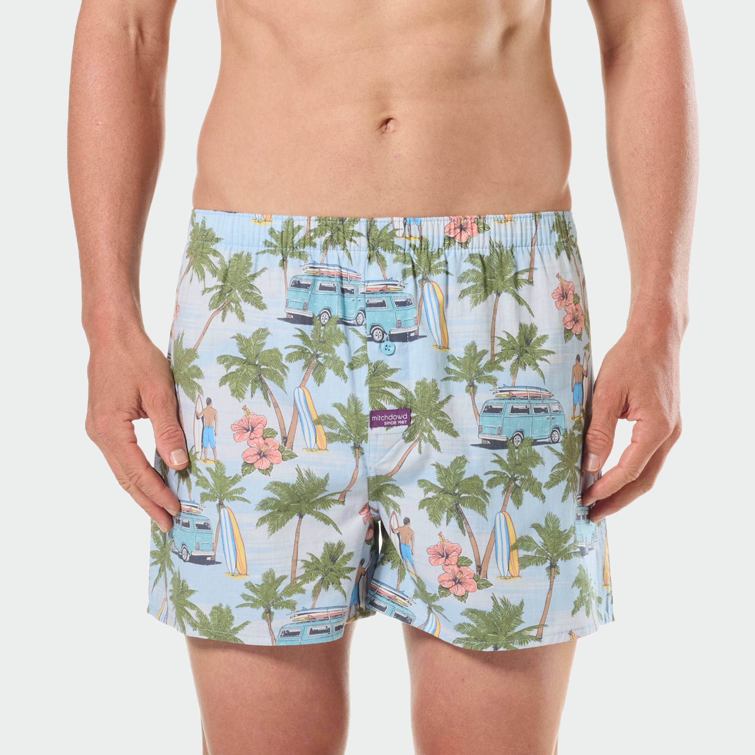 Mitchdowd Mens Surf board Van 3 Pack Cotton Boxers