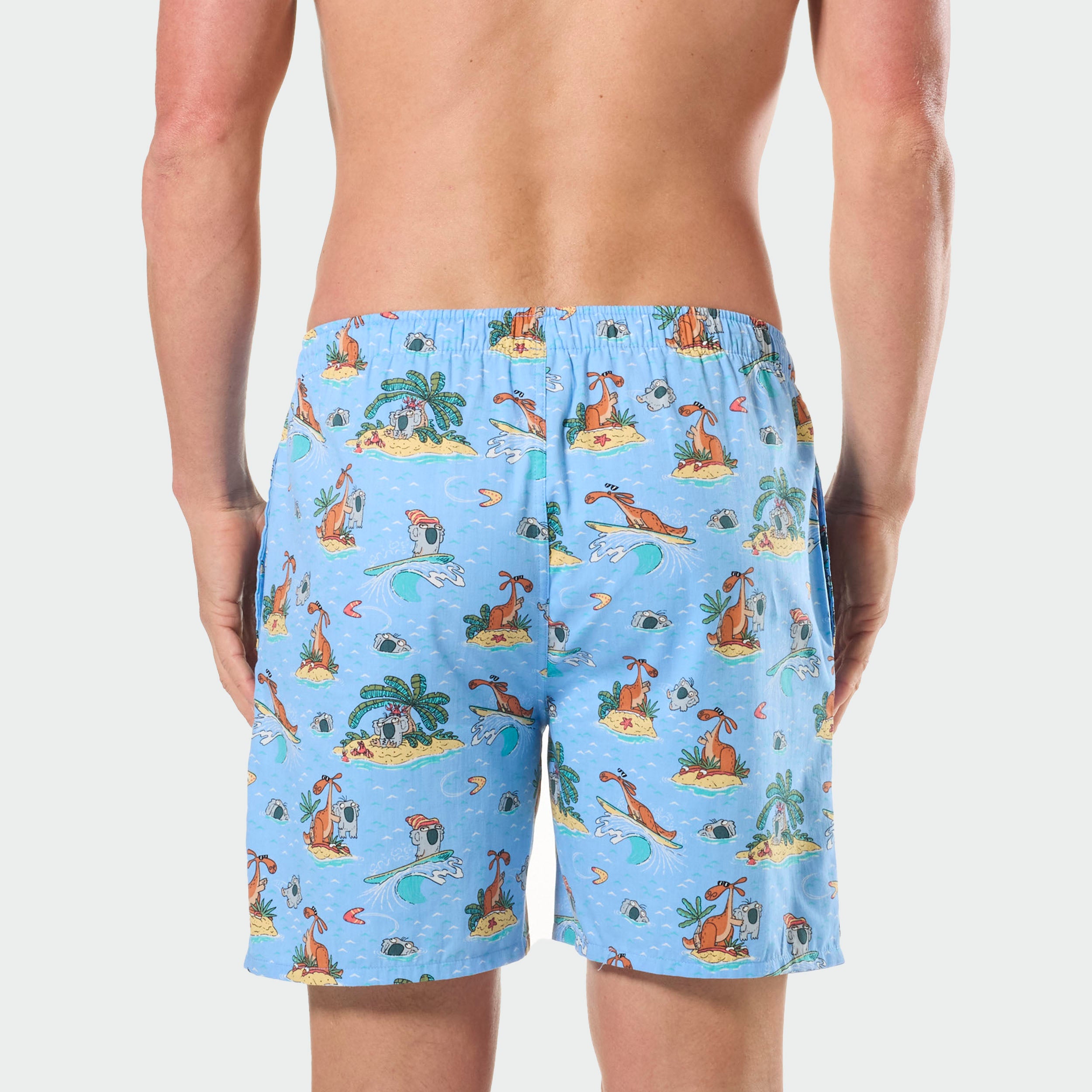 Mitchdowd Men’s Cotton Koala and Kangaroo Surfing Sleep Shorts