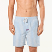 Mitchdowd Men’s Woven Cotton Sleep Shorts in Light Blue Pinstripe
