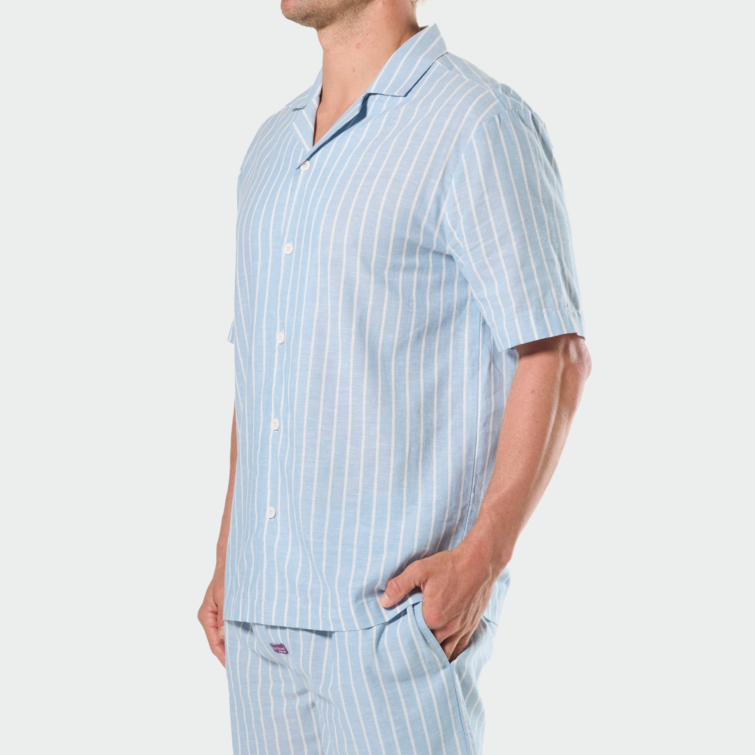 Mitchdowd Mens Blue Stripe Pyjama Top