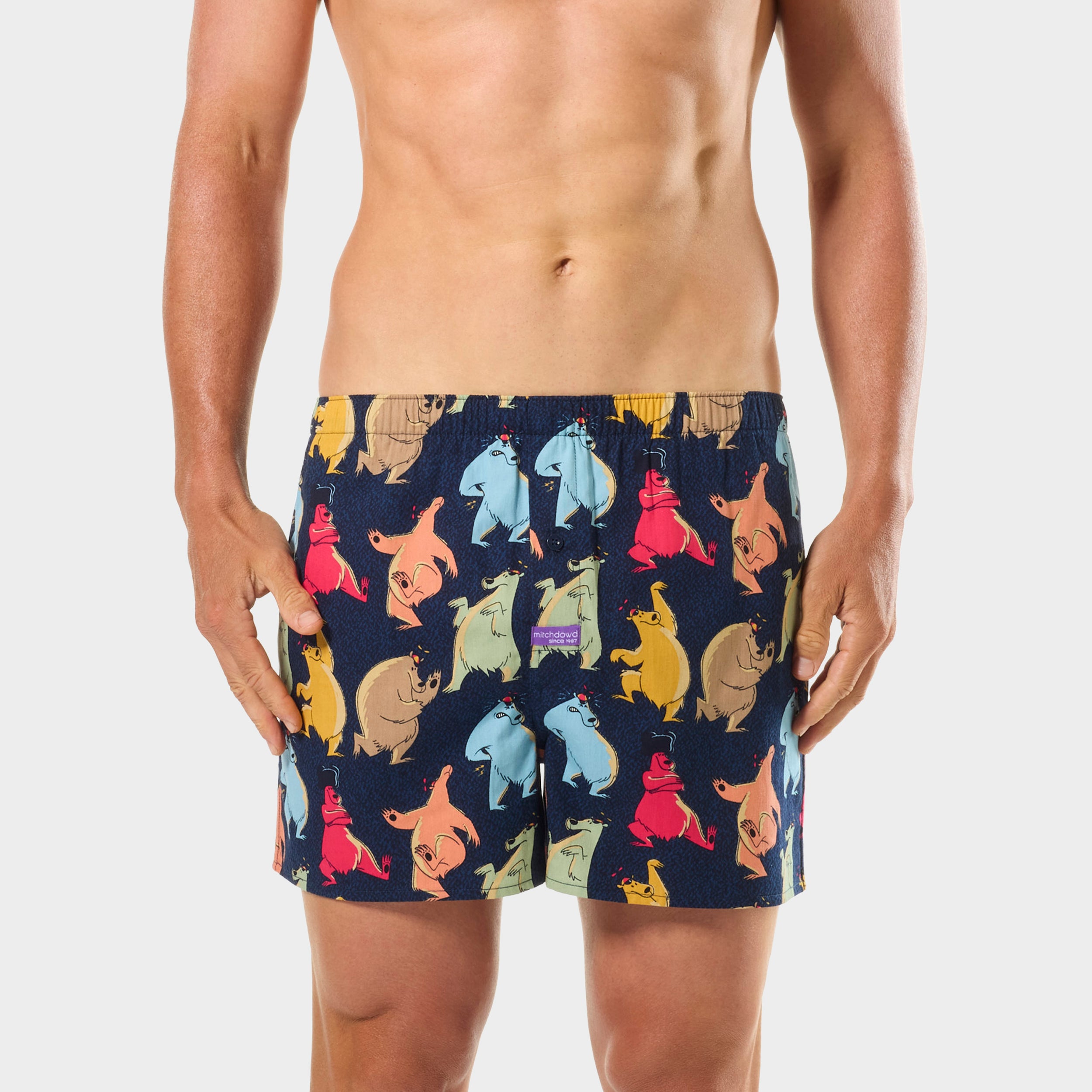 Mens Dance Bear Dance Boxer Shorts - Navy