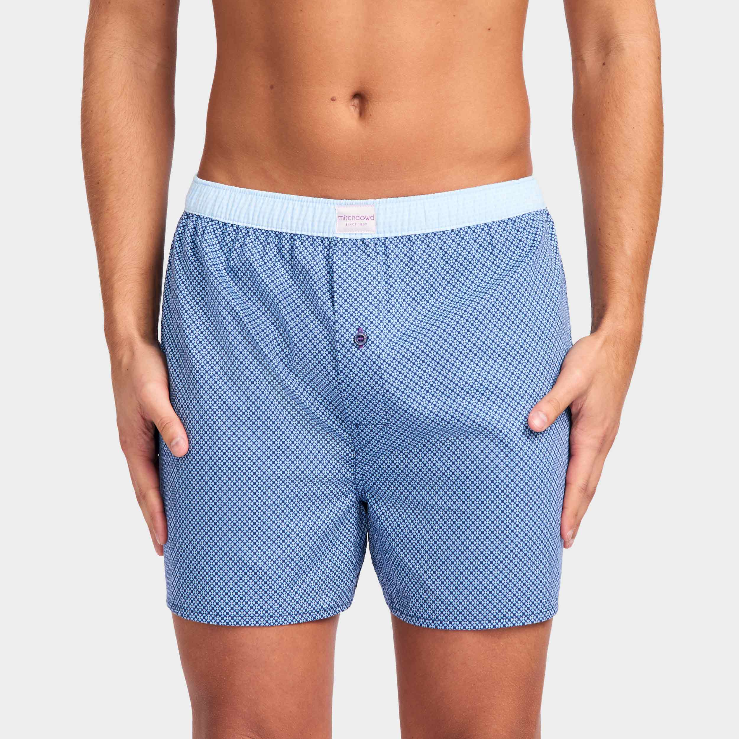 Mitchdowd Men’s Geo Contrast Cotton Boxer Shorts 5 Pack