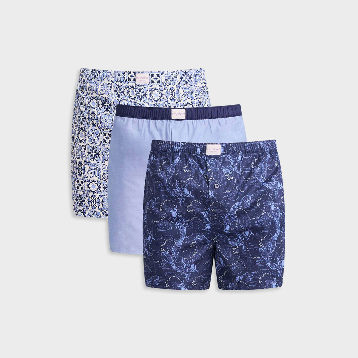 Mitchdowd Men's Koi Pond Cotton Boxer Shorts 3 Pack