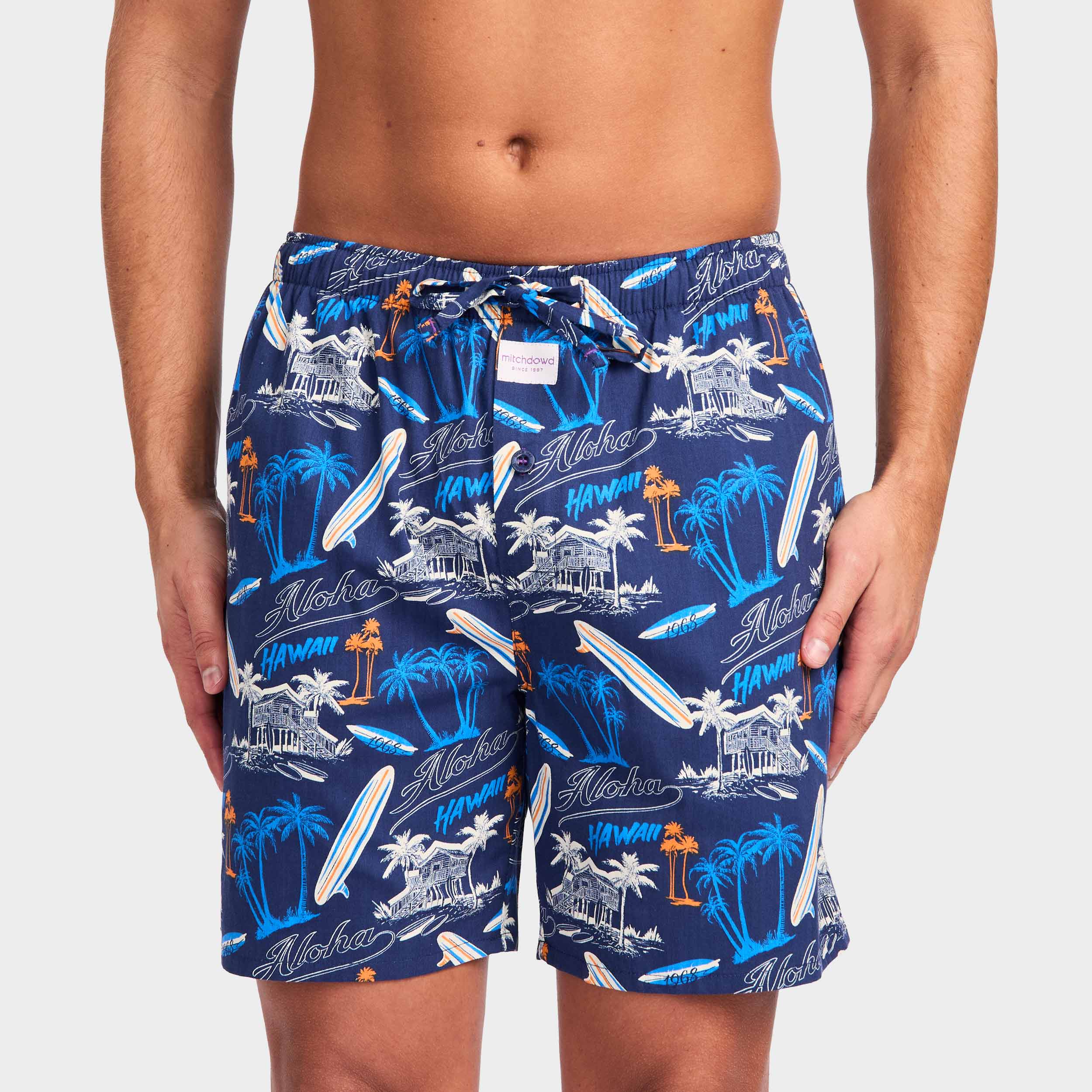 Mitchdowd Men’s Surf 1968 Cotton Sleep Shorts 2 Pack