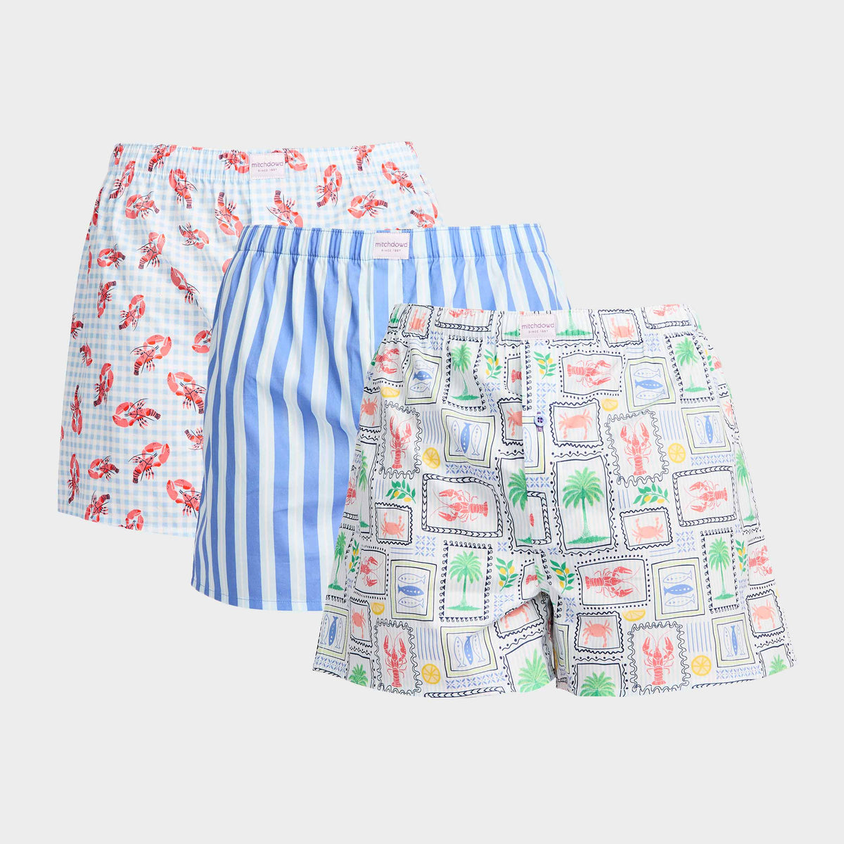 Mitchdowd Men's Cray Pots Cotton Boxers 3 Pack