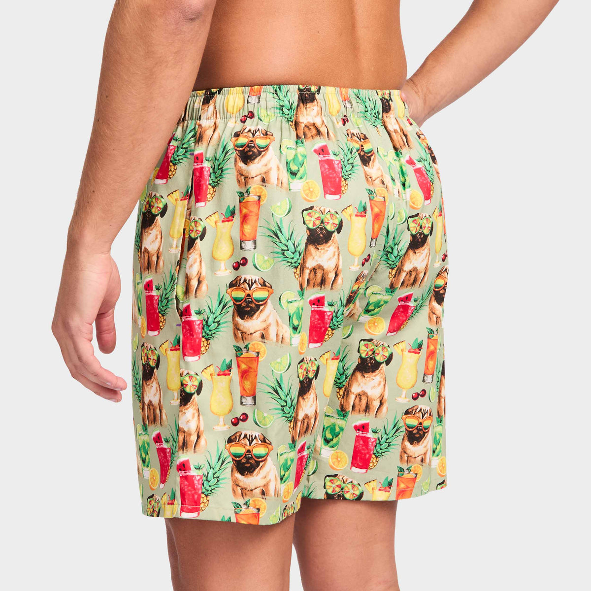 Mitchdowd Men's Party Pugs Cotton Sleep Shorts